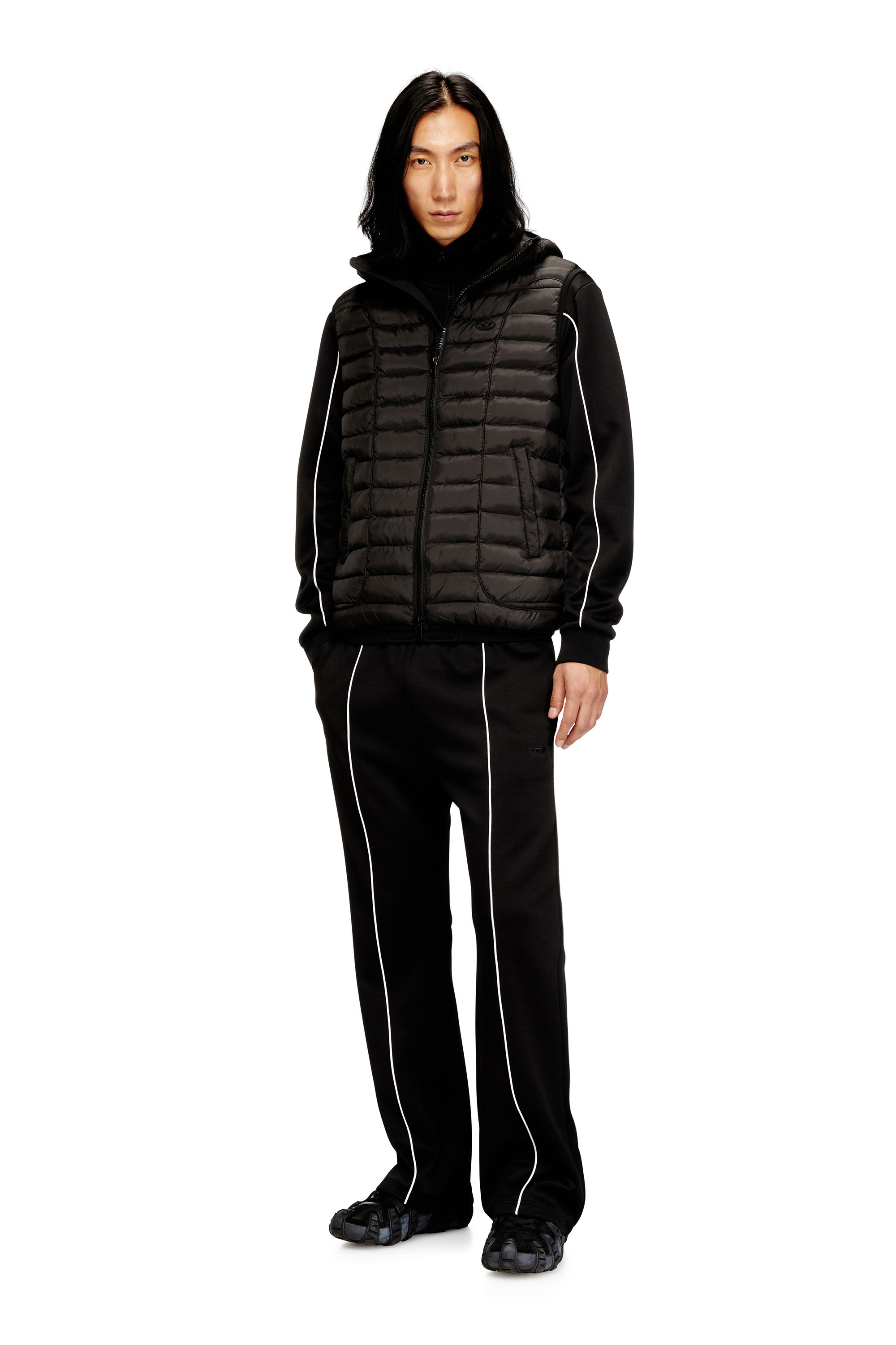 Diesel - W-TEMPLE, Herren Pufferweste mit Kapuze aus leichtem Nylon in Schwarz - 2