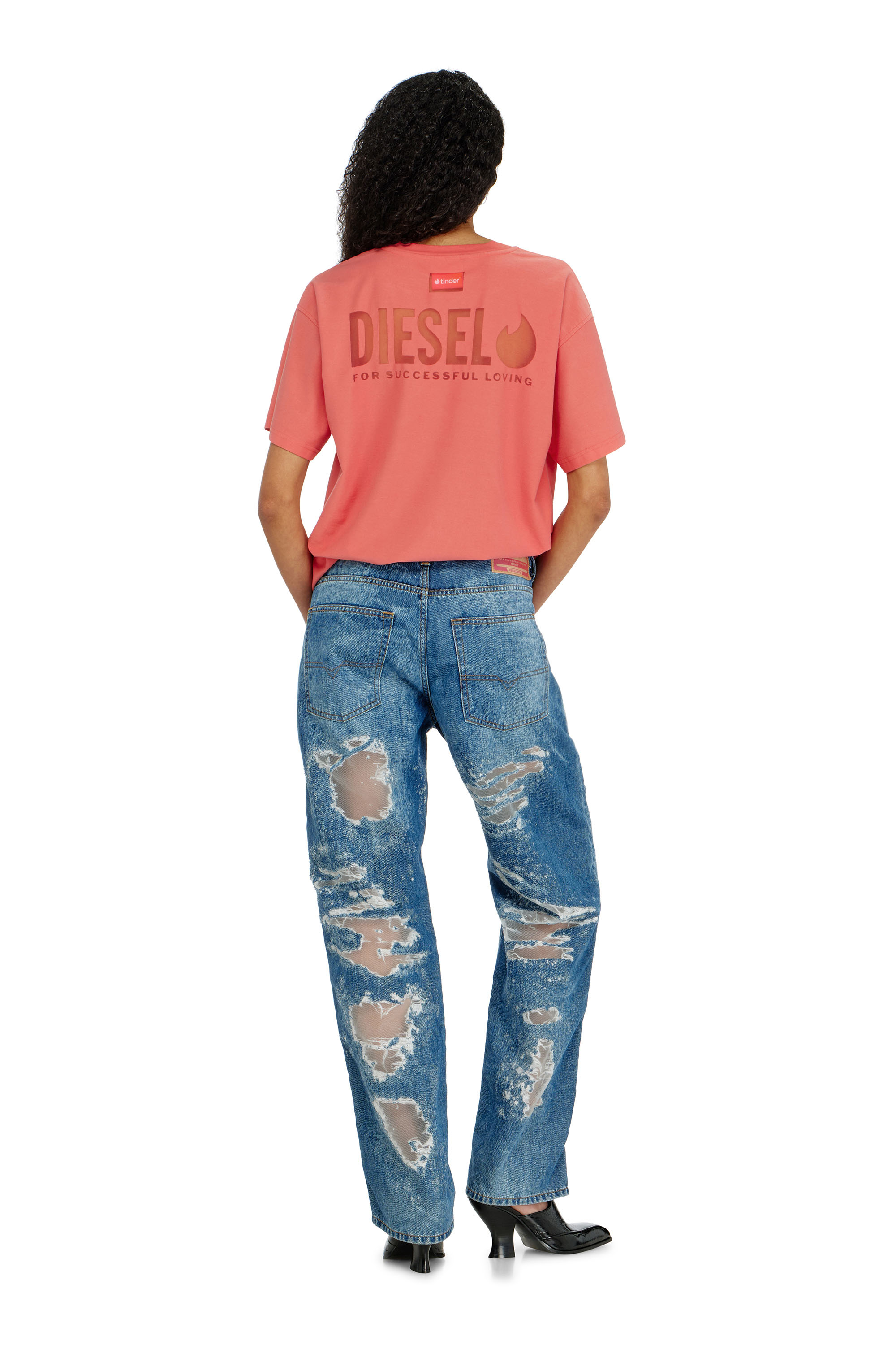 Diesel - PR-T-NORM-CHITIND-R, T-shirt con logo posteriore trasparente Unisex in Rosso - 2