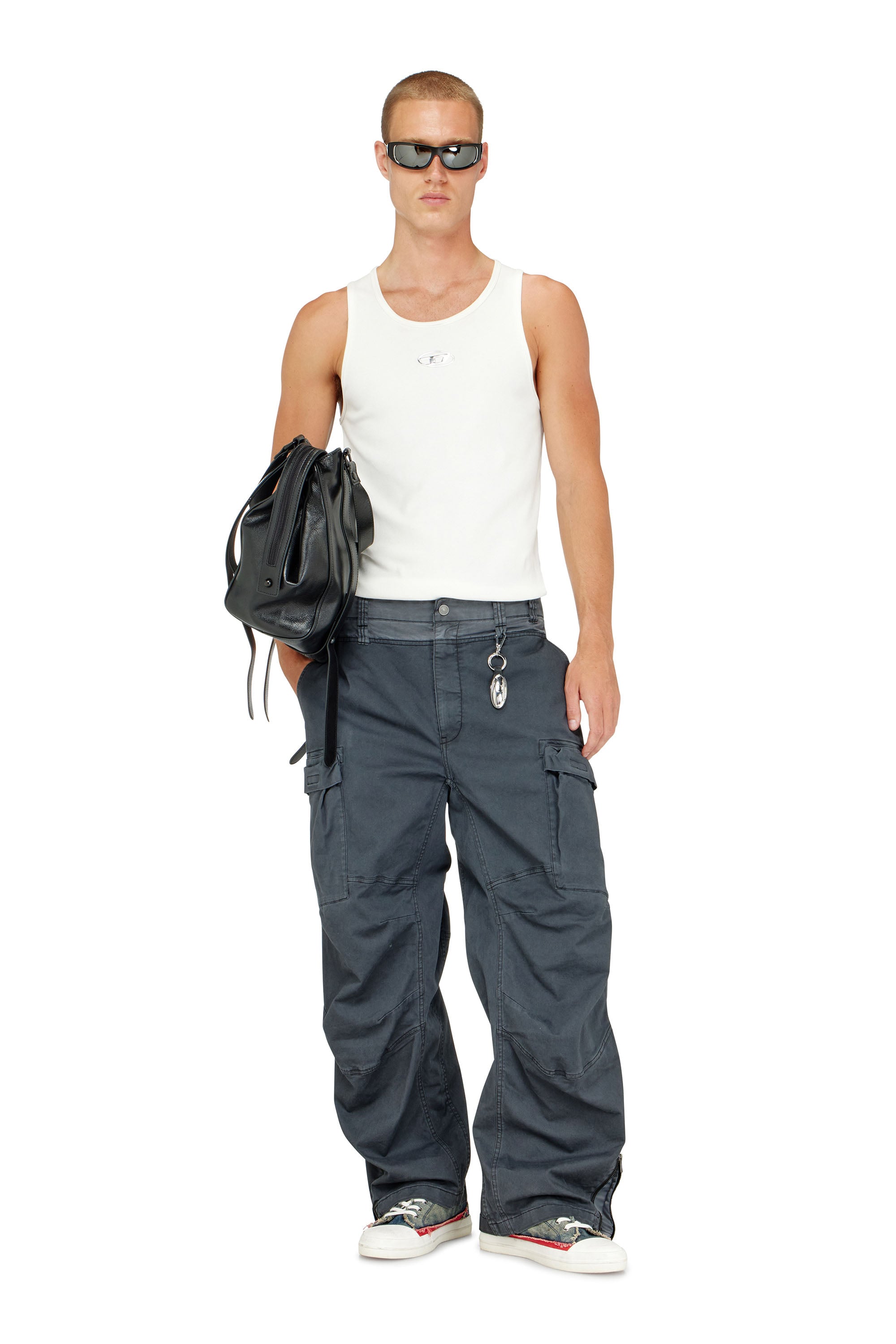 Diesel - T-LIFTY-IOD, D&eacute;bardeur en coton avec logo Homme in Blanc - 2