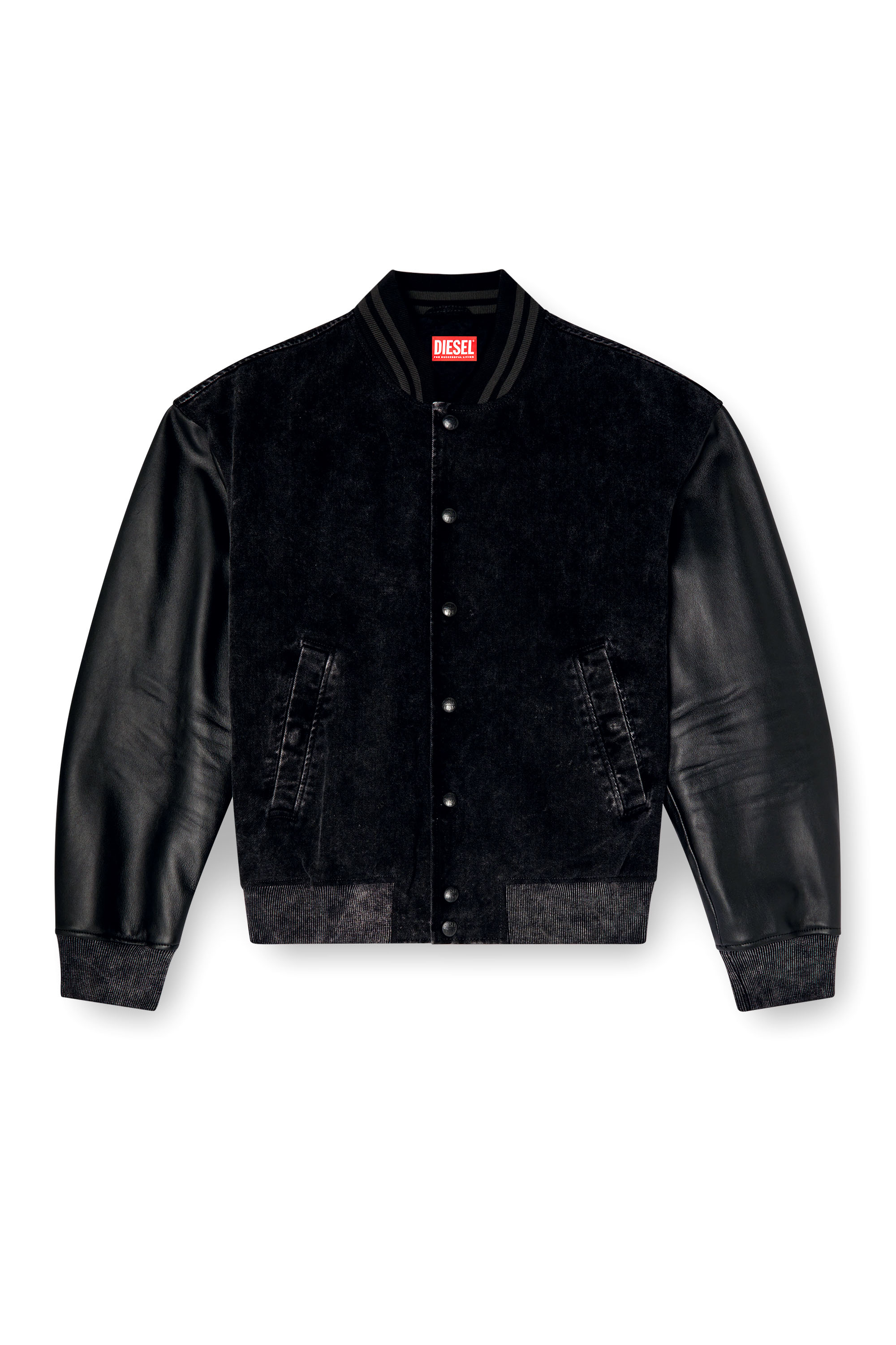 Diesel - L-NYN, Bomber in denim e pelle Uomo in Nero - 3