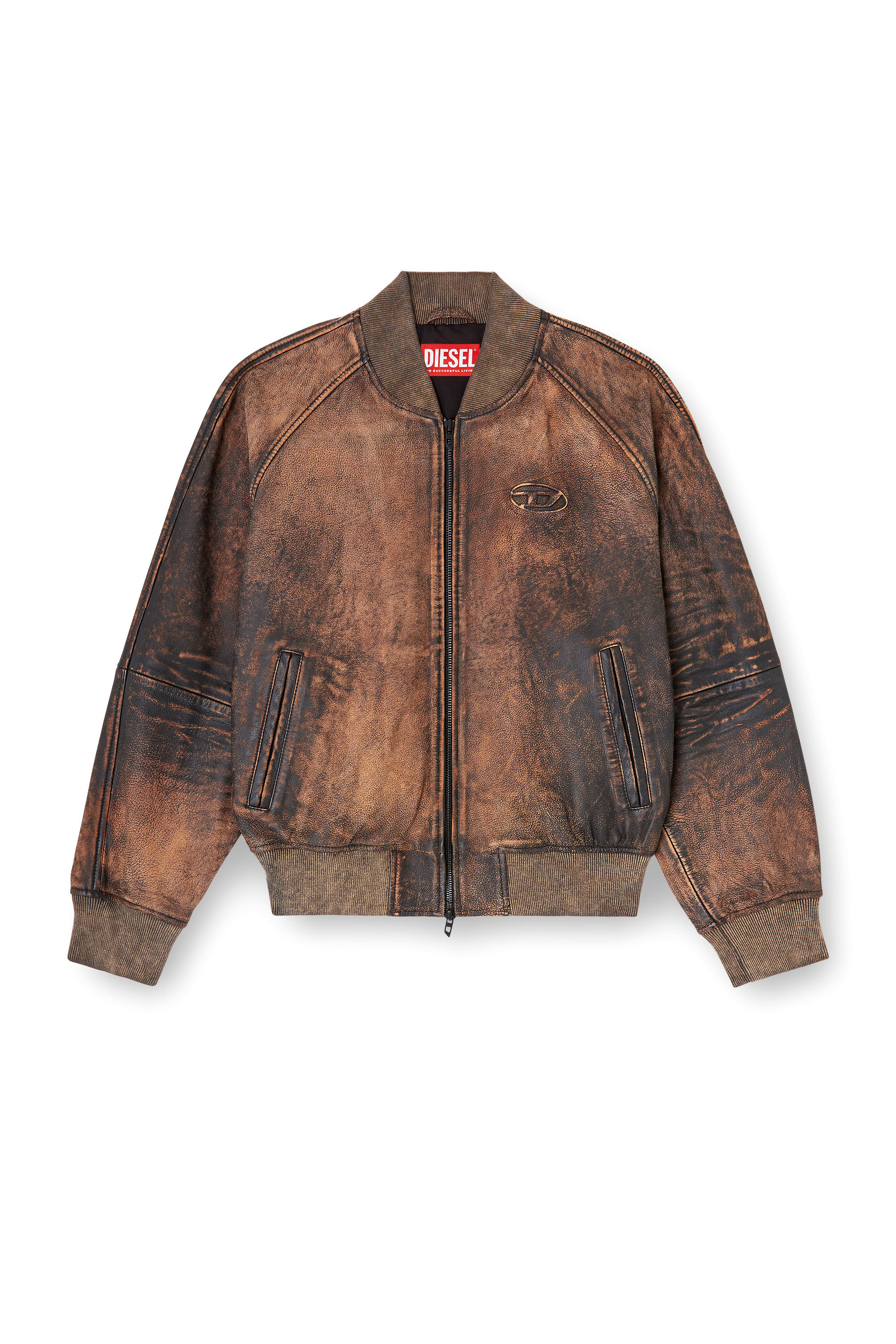 Diesel - L-COBB-FEM, Giacca bomber in pelle distressed Donna in ToBeDefined - 3
