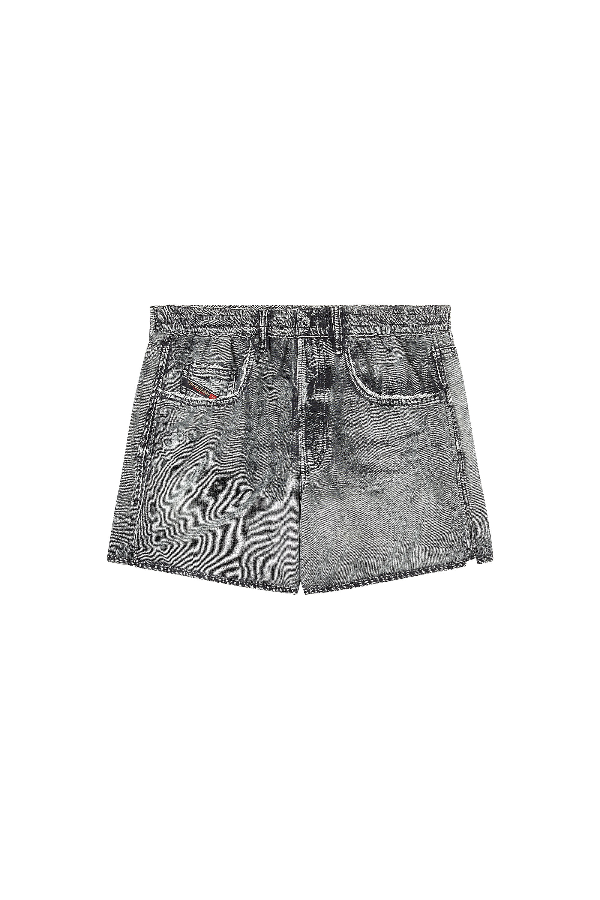 Diesel - SOCCER-41-DNM, Herren Badeshorts mit Denim-Trompe-l'œil-Print in Grau - 3