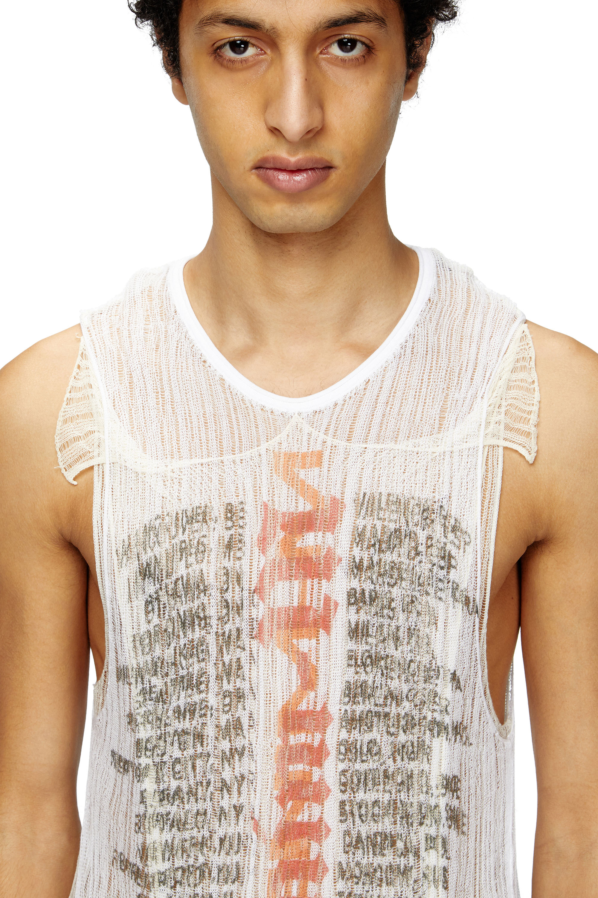 Diesel - K-ABANTE-B, Tank top distressed in maglia Uomo in Bianco - 5