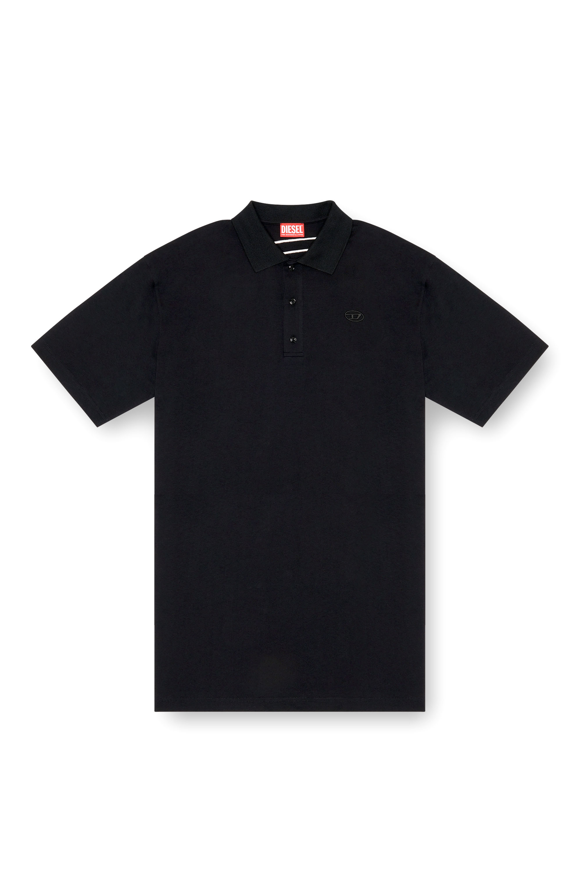 Diesel - T-VORT-MEGOVAL-D, Herren Poloshirt mit großer Oval D-Stickerei in Schwarz - 2