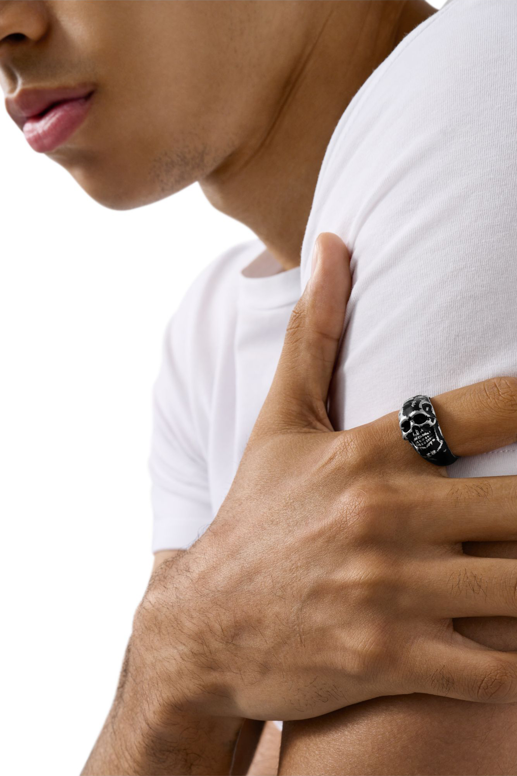 Diesel - DX1579040 JEWEL, Unisex Totenkopf-Ring aus Edelstahl in Schwarz - 4