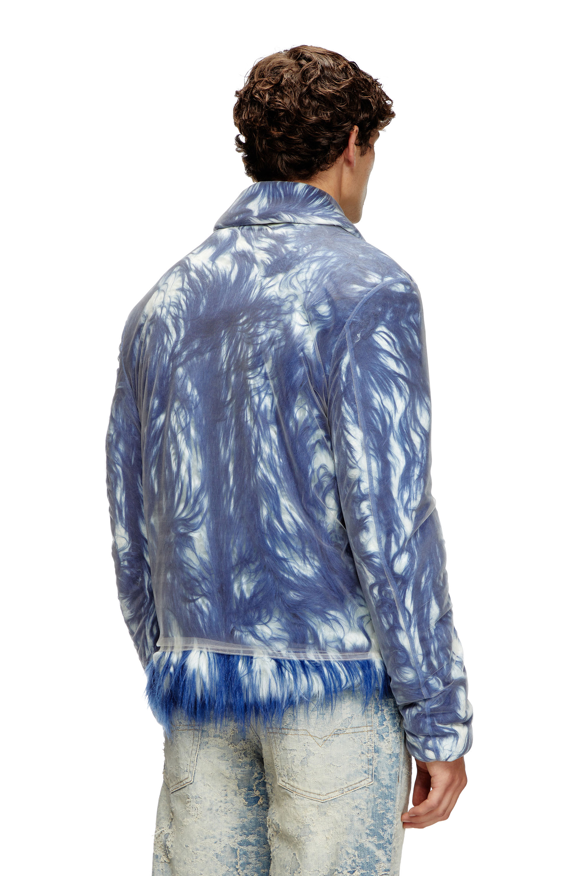 Diesel - W-WOUFY, Veste duveteuse avec superposition de tulle transparent Homme in Bleu - 4