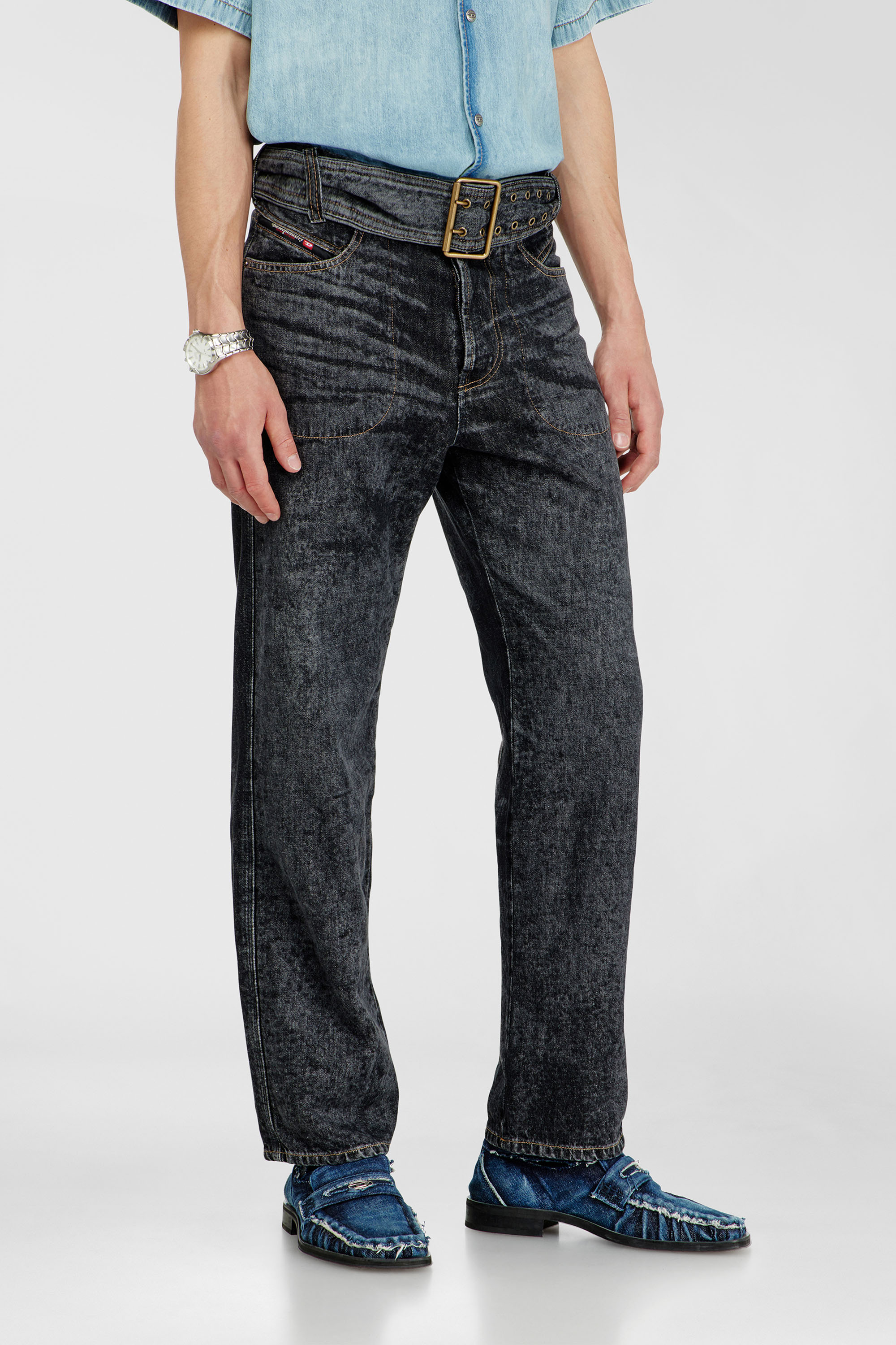Diesel - Relaxed Jeans D-Marcus 09Q24 Uomo, Nero/Grigio scuro - Image 7