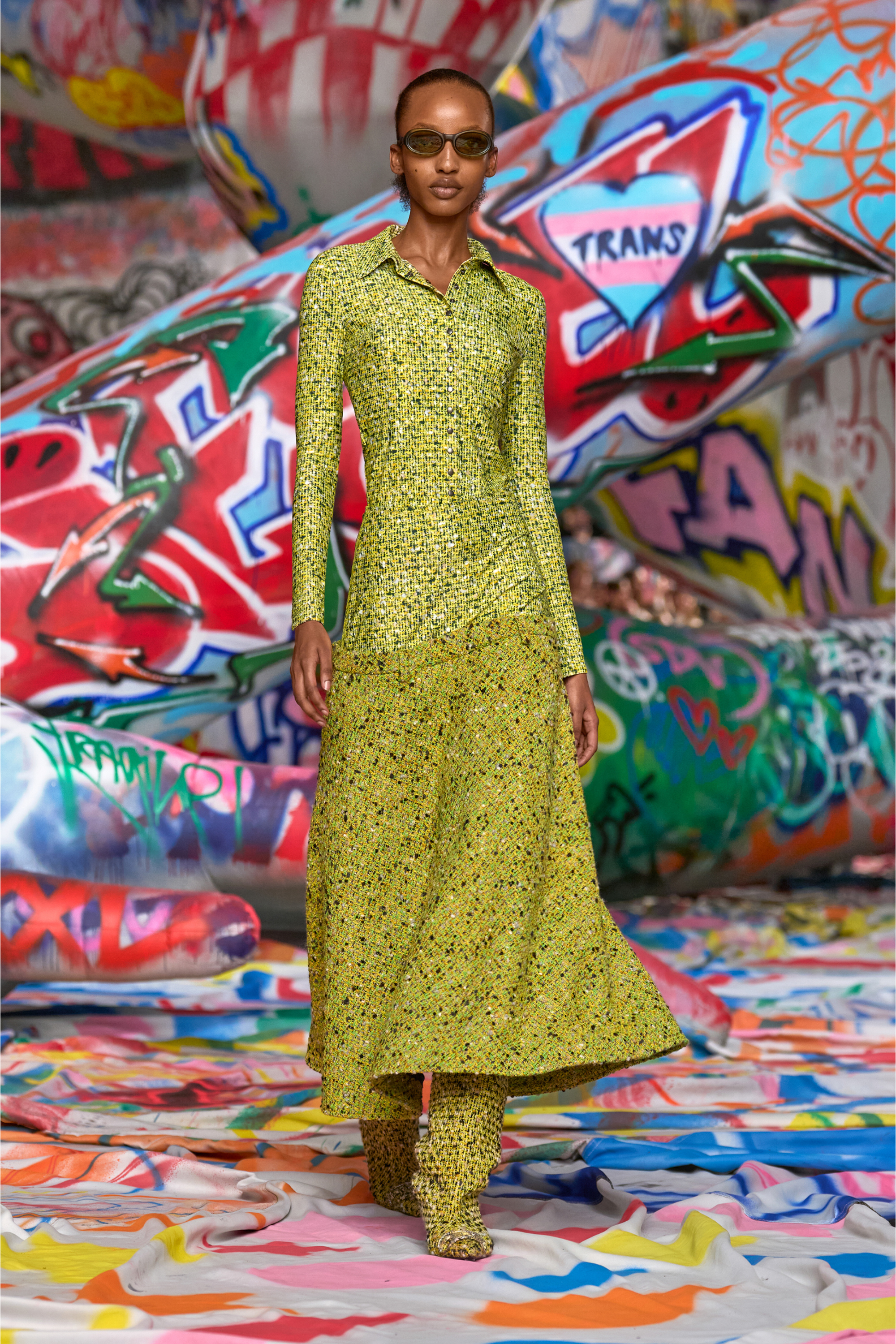 Diesel - C-ELAZ-BC, Camicia in tessuto stretch con stampa bouclé Donna in Giallo - 6