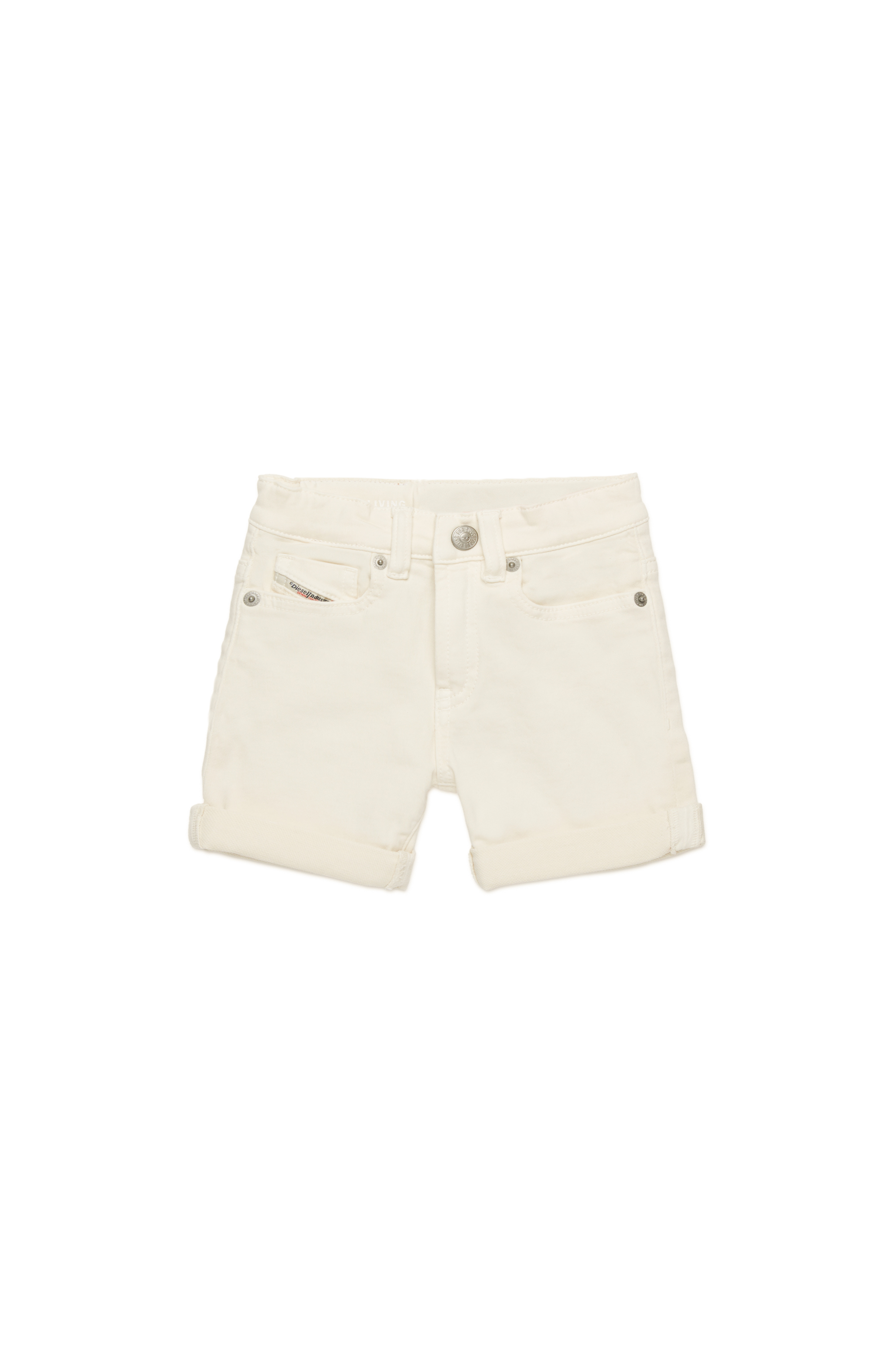 Diesel - PGALLYB JJJ, Short coloré en tissu JoggJeans avec revers Mixte in Blanc - 1