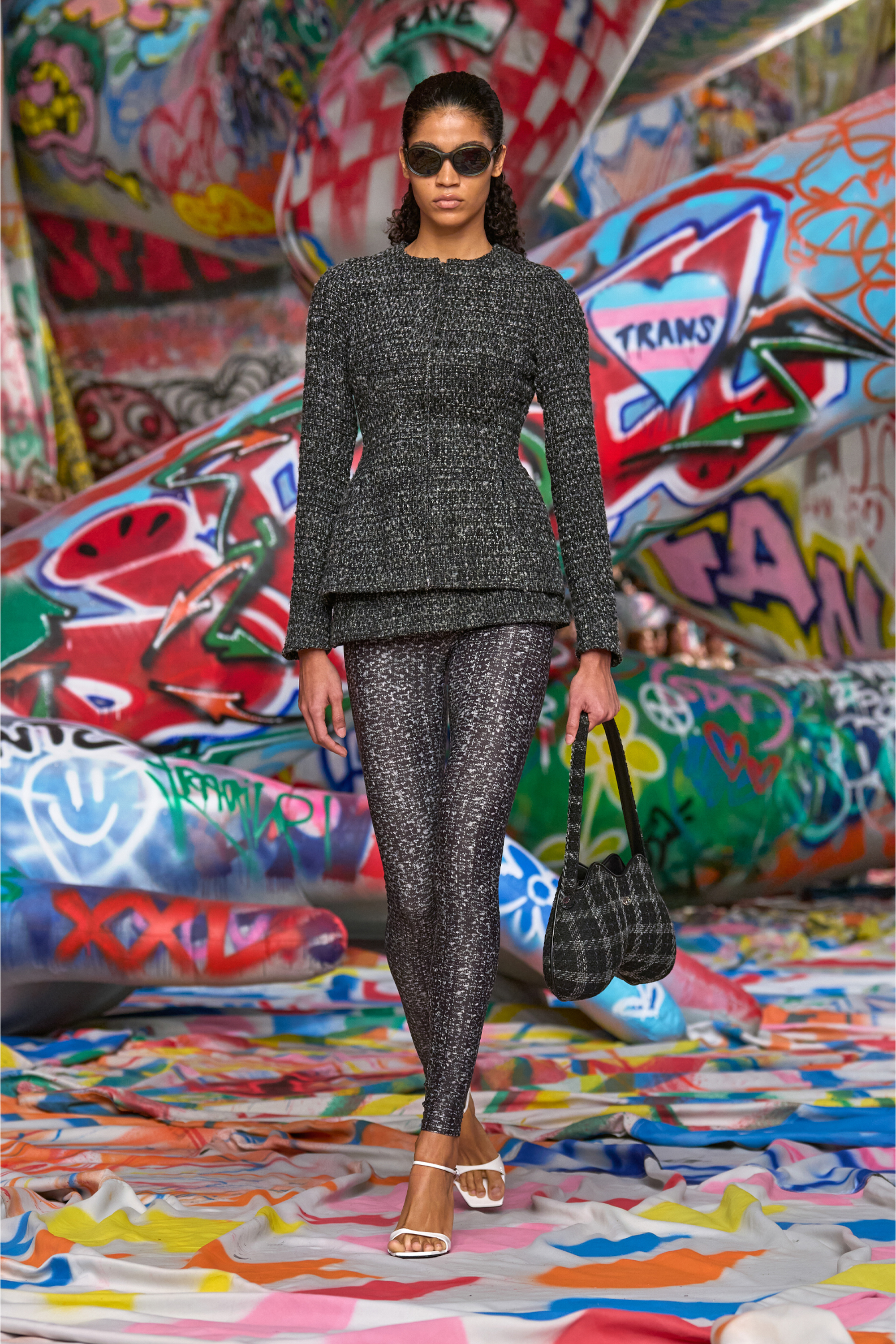 Diesel - P-HOUR, Damen Bouclé-Rock mit Leggings in Schwarz - 3