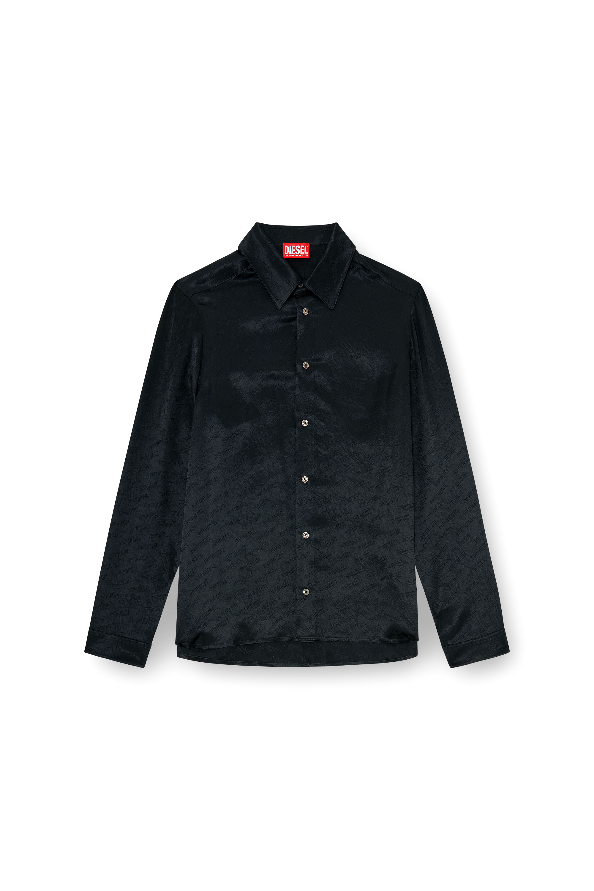 Diesel - S-KINNY-EFBZ, Camicia in raso crinkle jacquard con logo Uomo in ToBeDefined - 2
