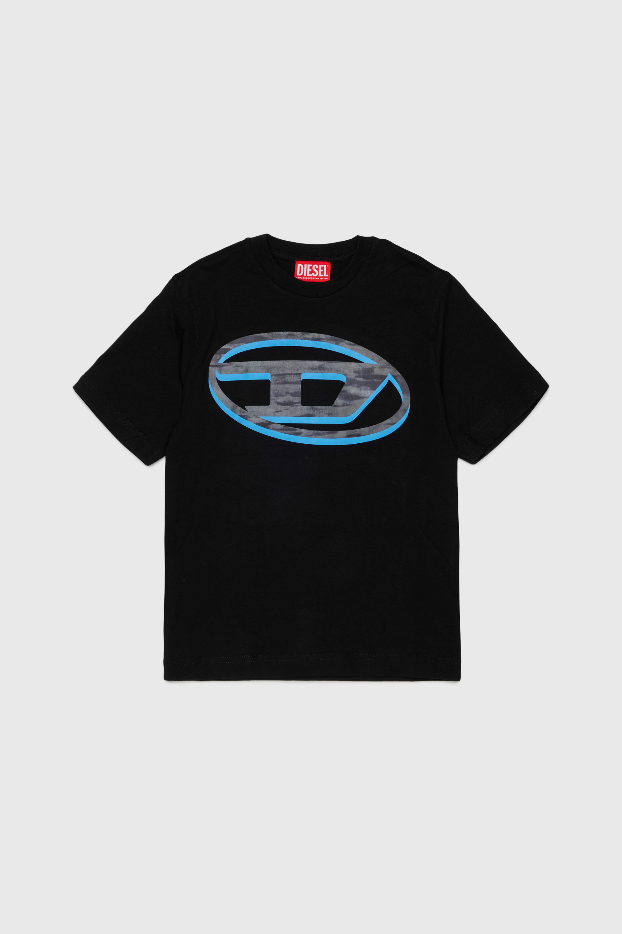 Diesel - TVEL OVER, T-shirt avec imprim&eacute; Oval D bicolore Homme in Noir - 1