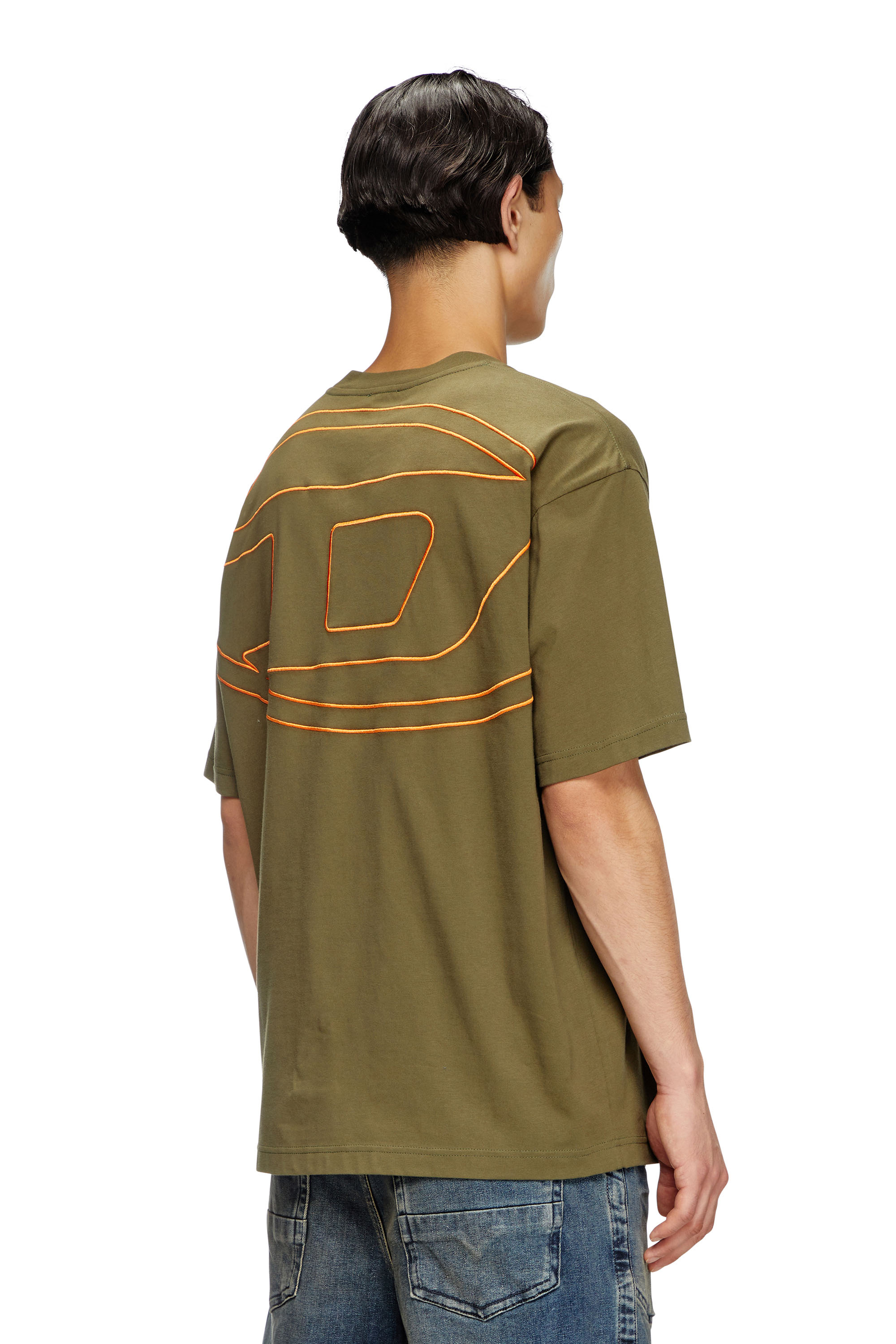 Diesel - T-BOGGY-MEGOVAL-D, T-shirt avec maxi oval D brodé Homme in Vert - 4