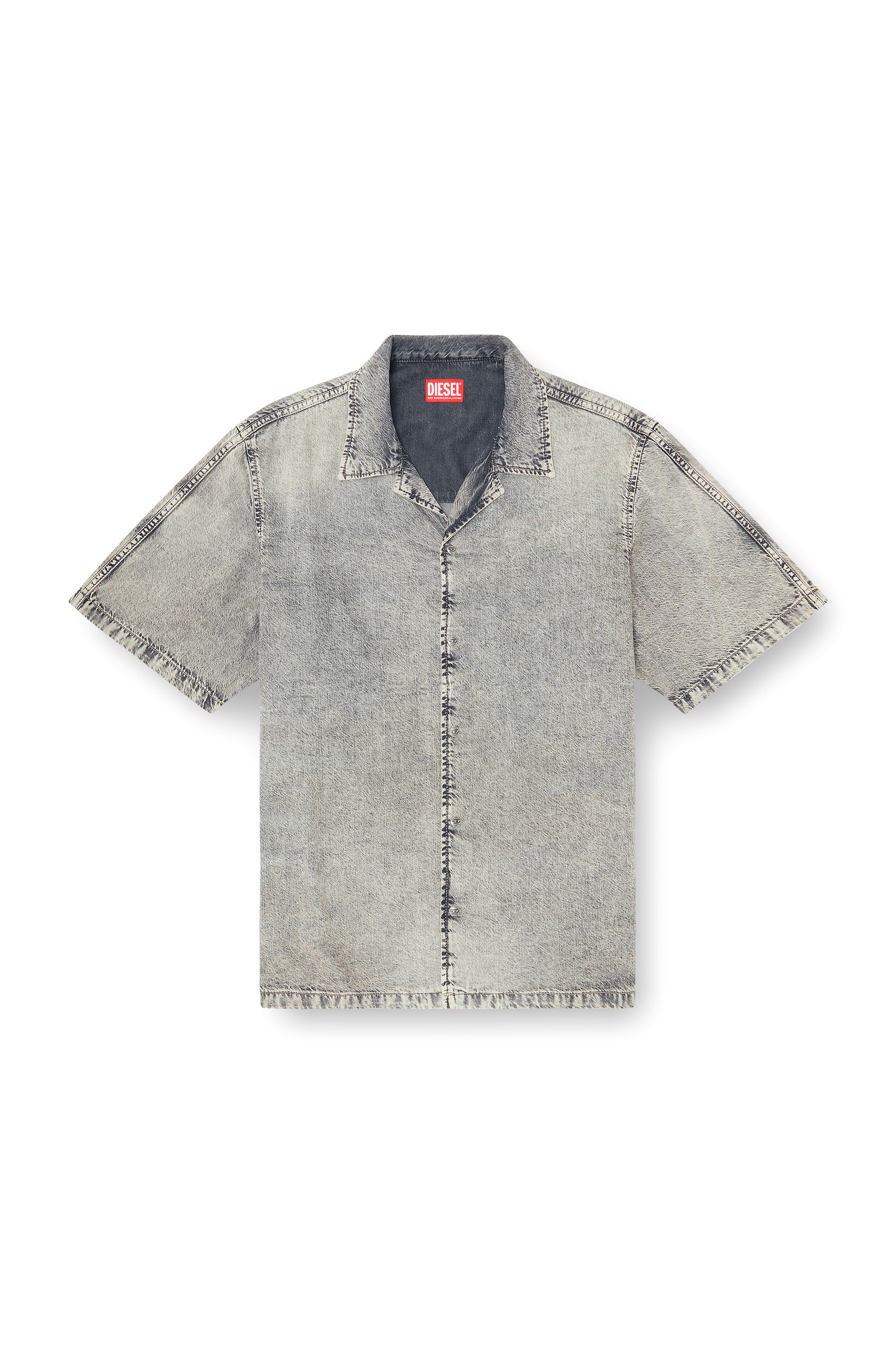 Diesel - D-NABIL-S8, Camicia a maniche corte in denim fluido trattato Uomo in Grigio - 2