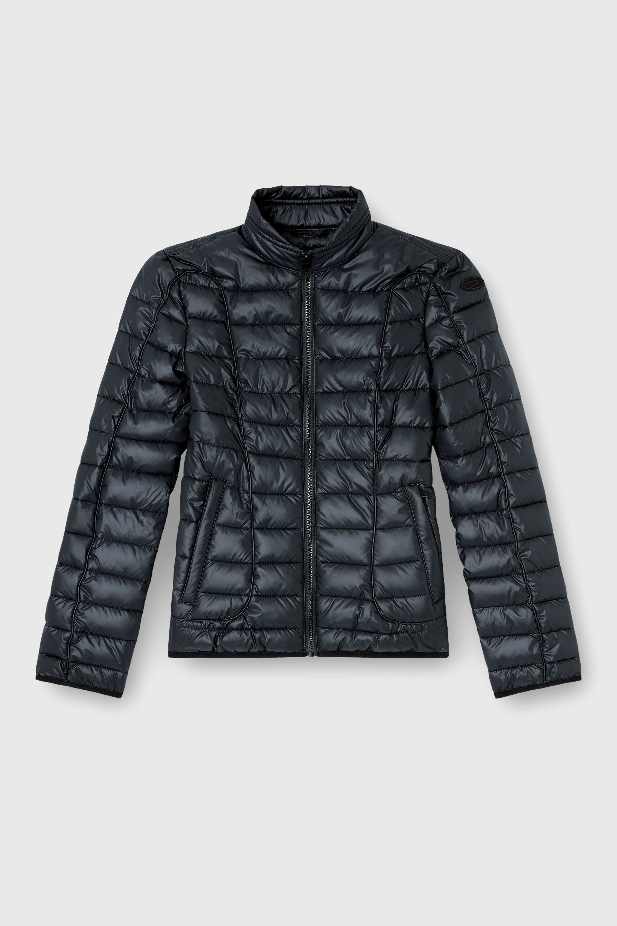 Diesel - W-PILOT-FEM, Damen Steppjacke mit Biker-Details in Schwarz - 2