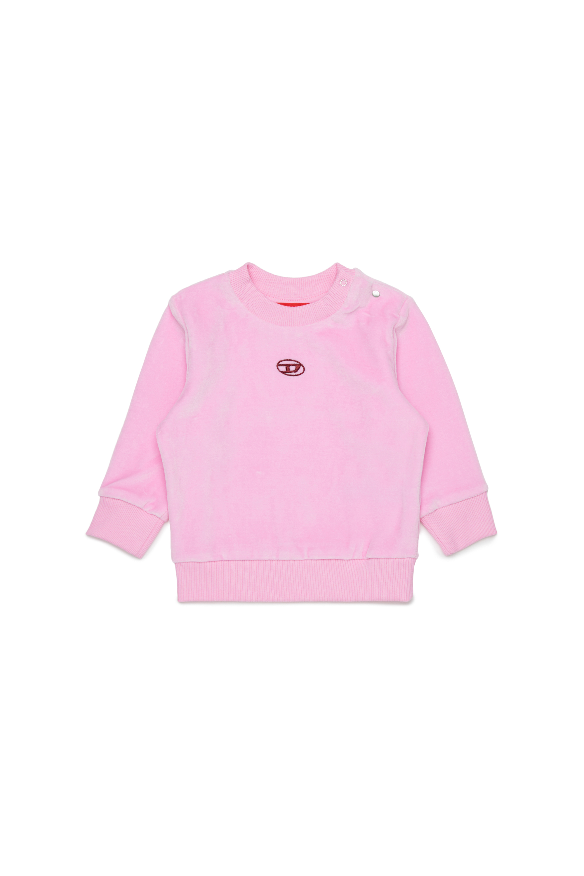 Diesel - SHENIB, Sweat-shirt en velours avec broderie Oval D Homme in Rose - 1