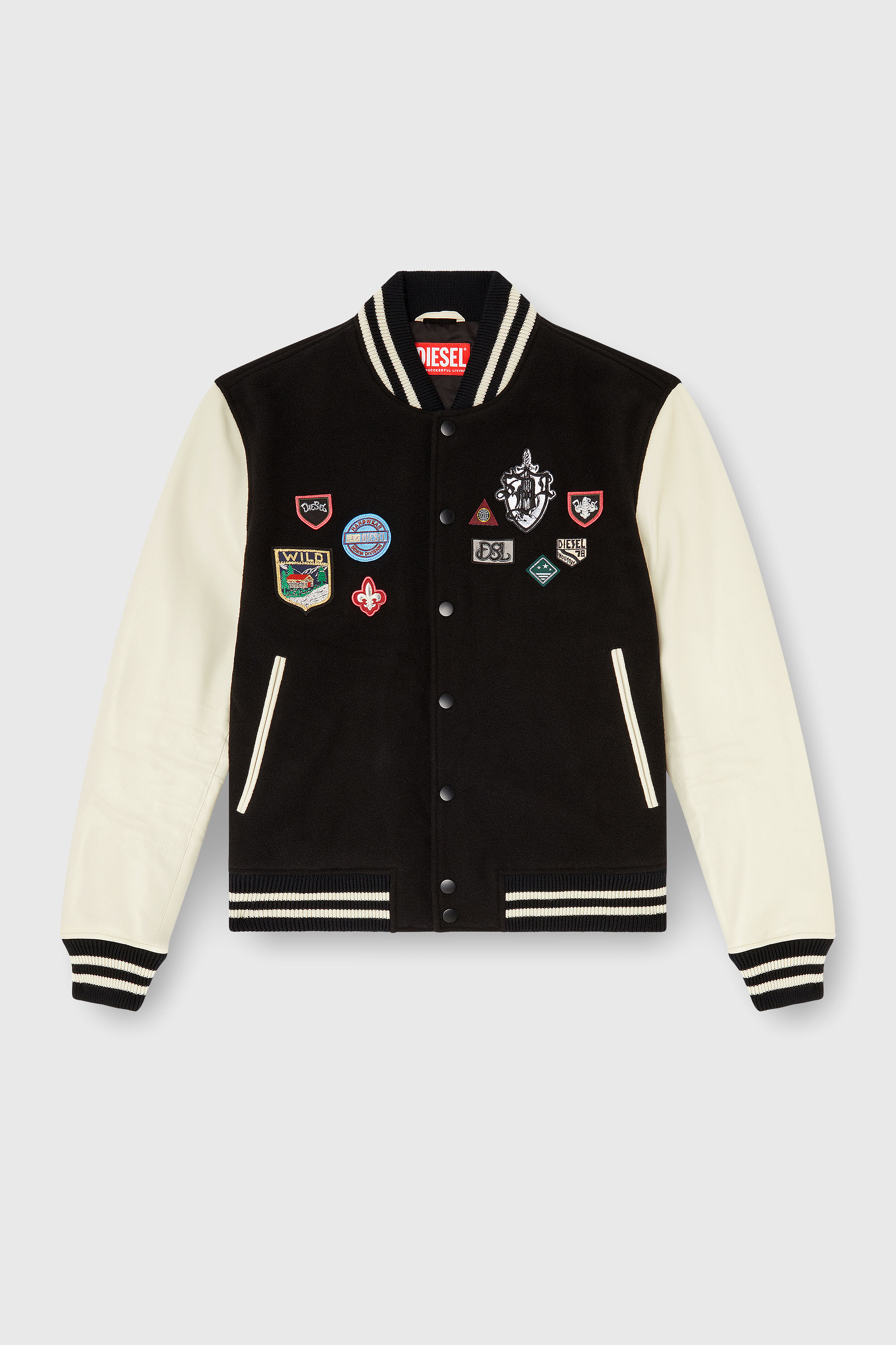 Diesel - L-ARRY-PATCH, Blouson en laine et cuir avec patchs Homme in Polychrome - 2