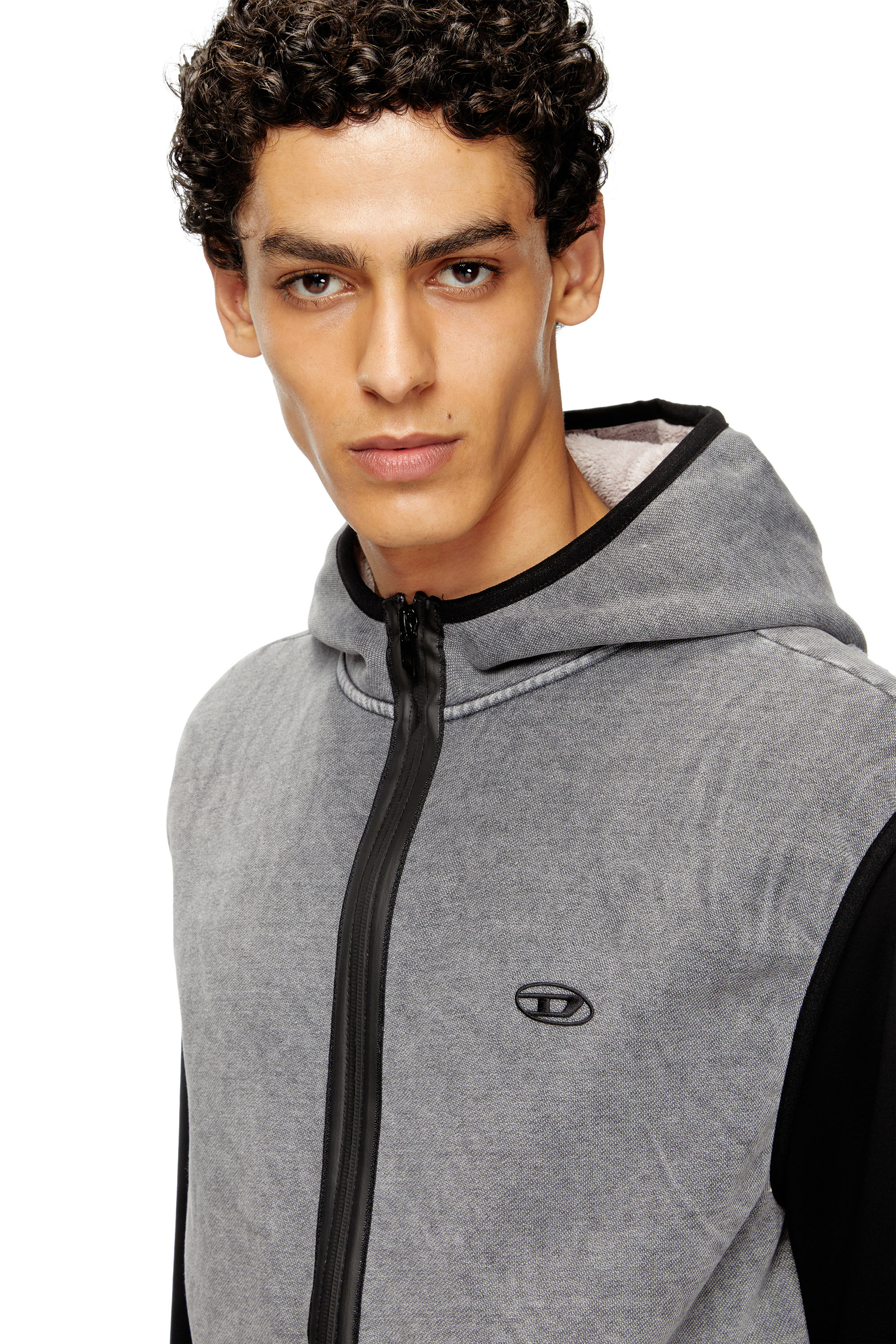 Diesel - S-HAKY-NEW, Hoodie senza maniche con zip Uomo in Grigio - 5