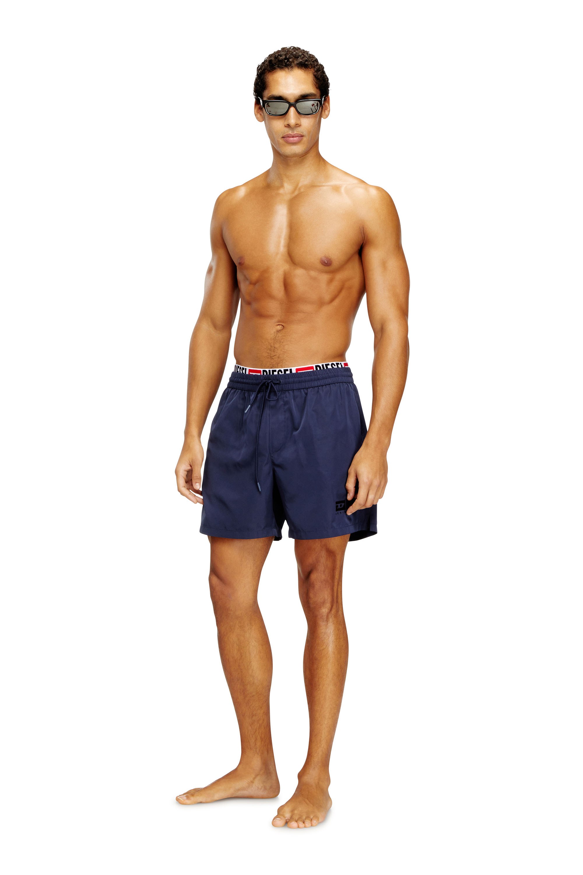 Diesel - VISPER-41-D-CORE, Herren Mittellange Badeshorts mit Logo-Print in Dunkelblau - 1