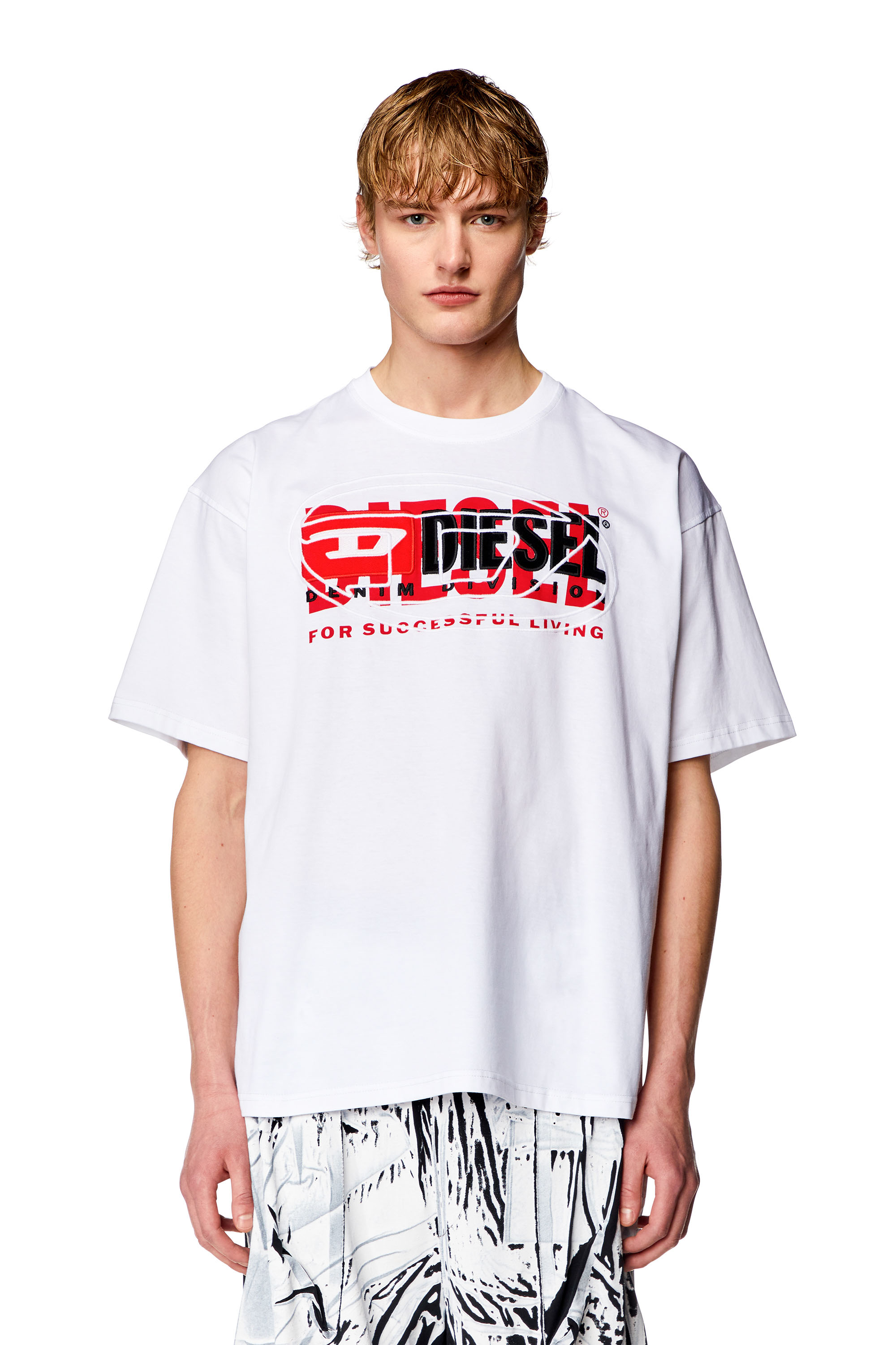 Diesel - T-BOXT, Man T-shirt with layered logos in White - Image 1