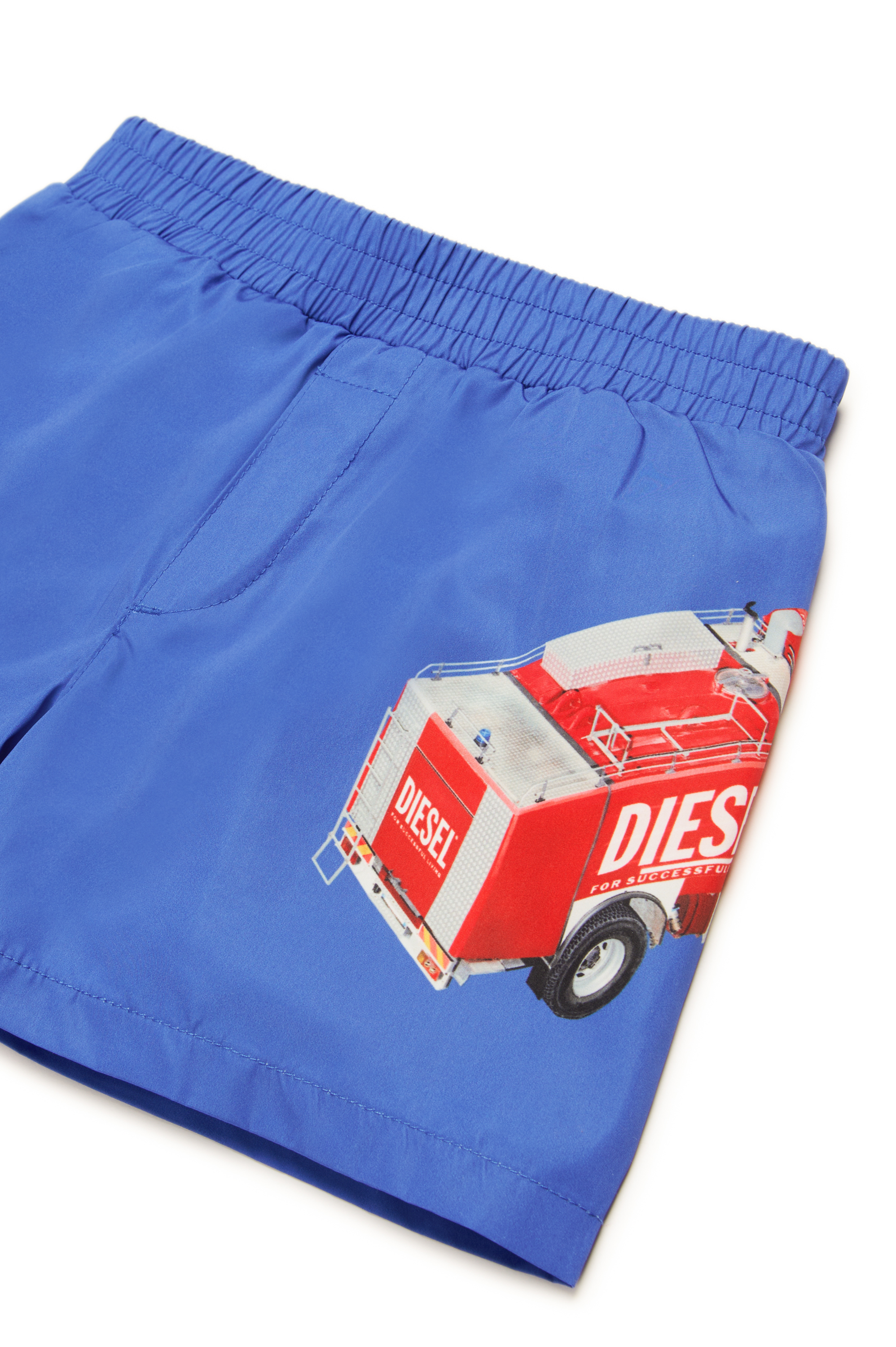 Diesel - MIPERRIB, Short de bain avec imprimé camion de pompiers Homme in Bleu - 3