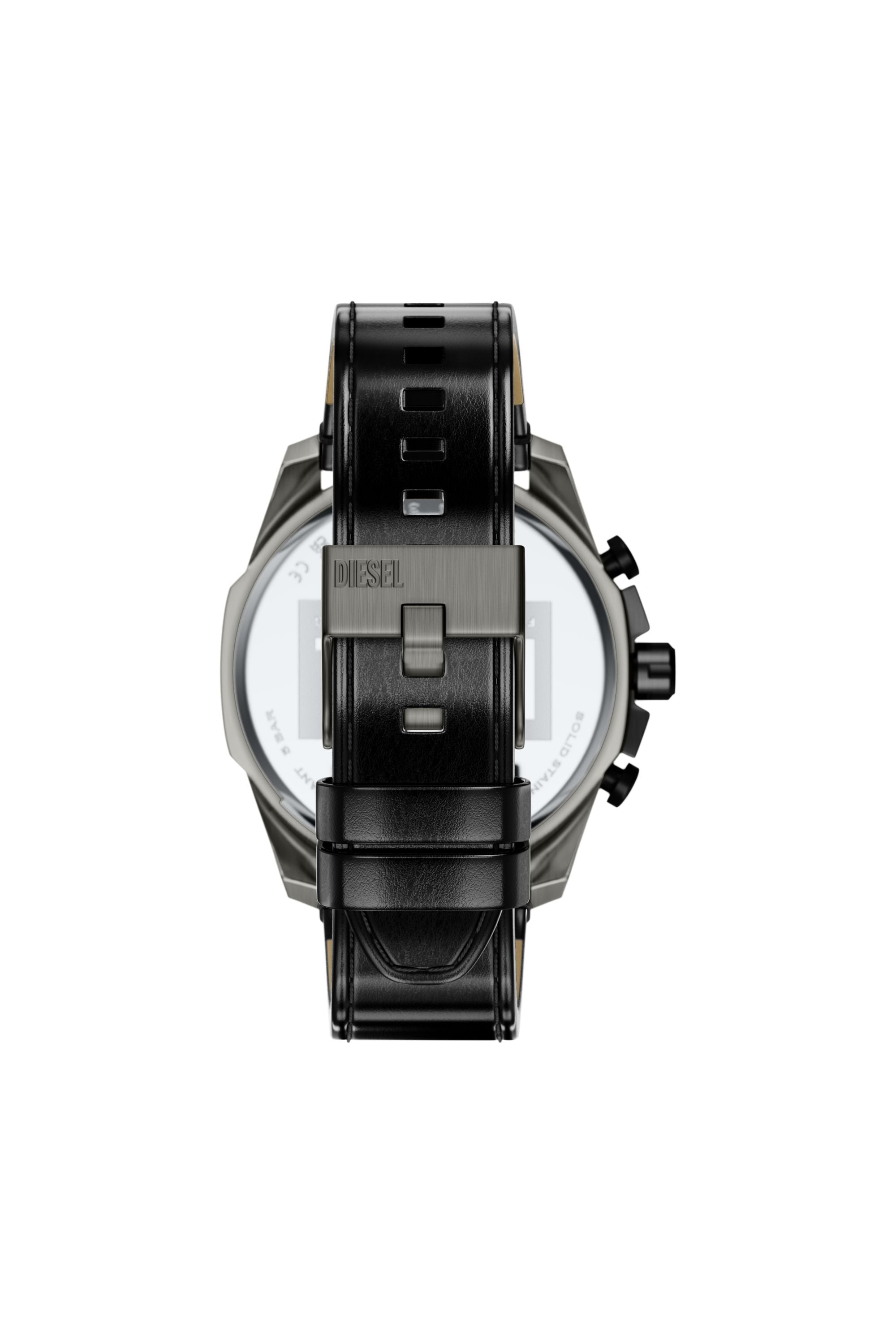 Diesel - DZ4714 WATCH, Herren Mega Chief Slim Uhr mit schwarzem Lederarmband in Schwarz - 2