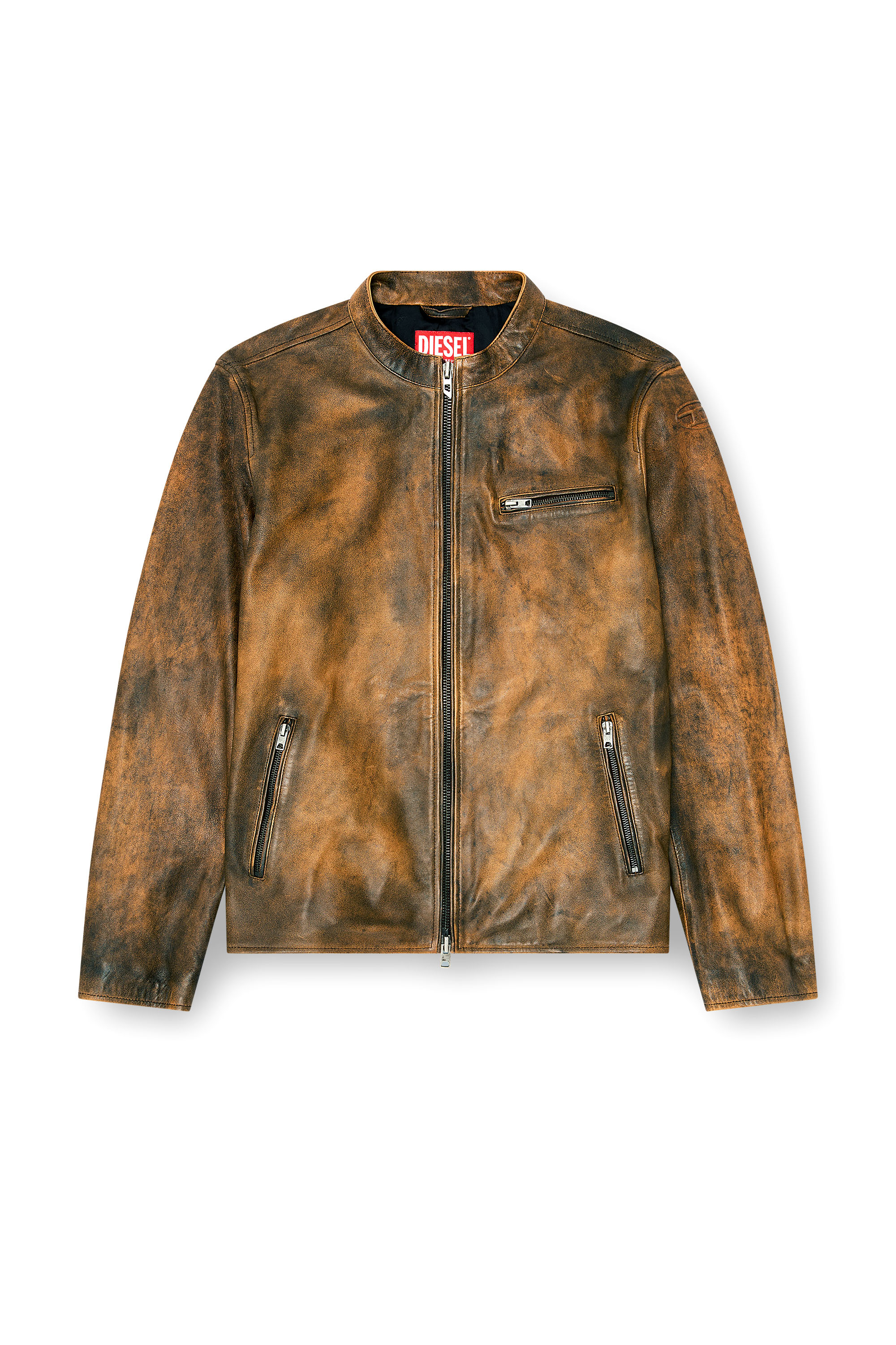 Diesel - L-ZAD-KNCZ, Biker jacket en cuir trait&eacute; Homme in ToBeDefined - 3