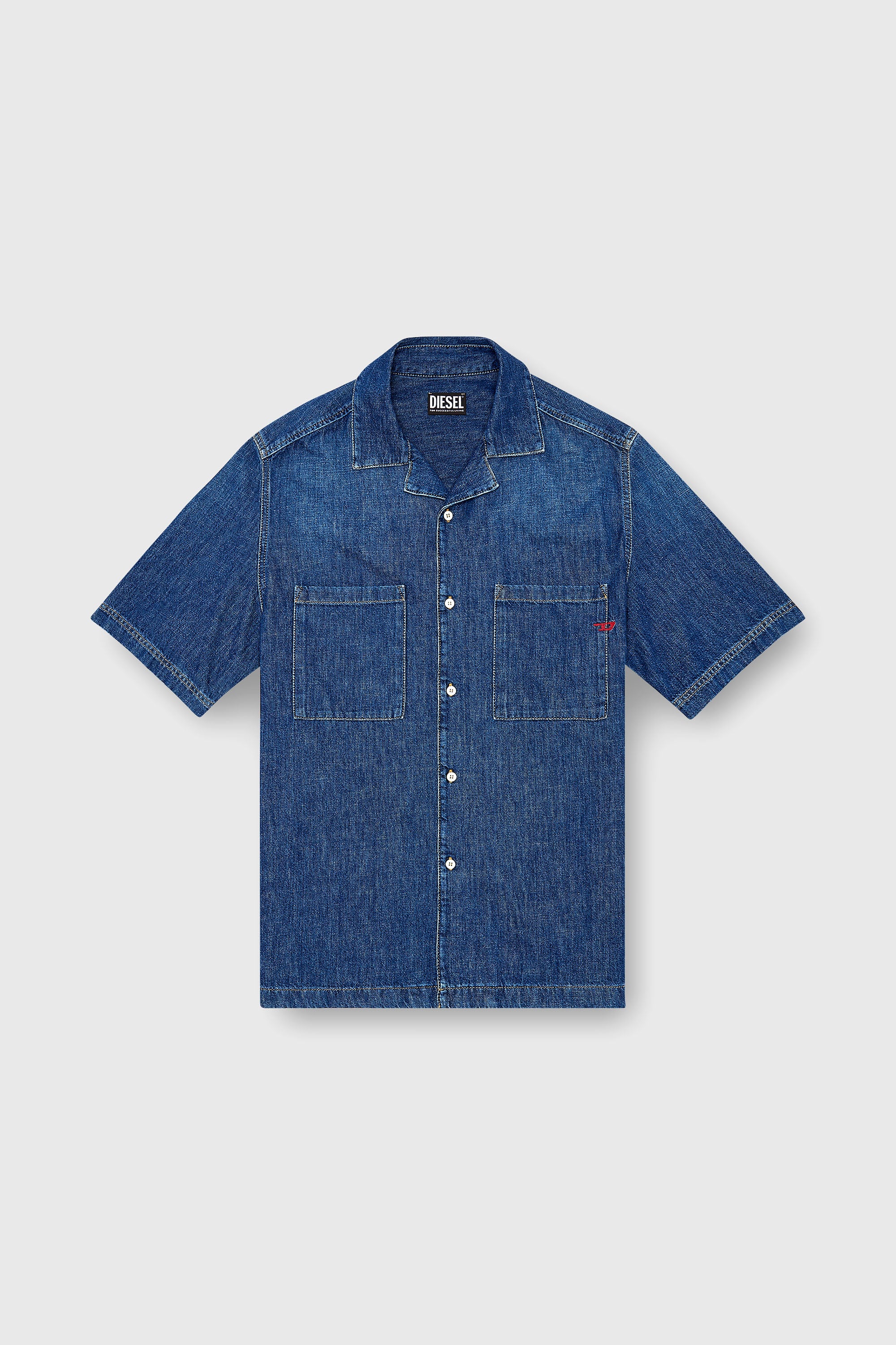 Diesel - D-PAROSHORT, Camicia bowling in denim Uomo in Blu - 2