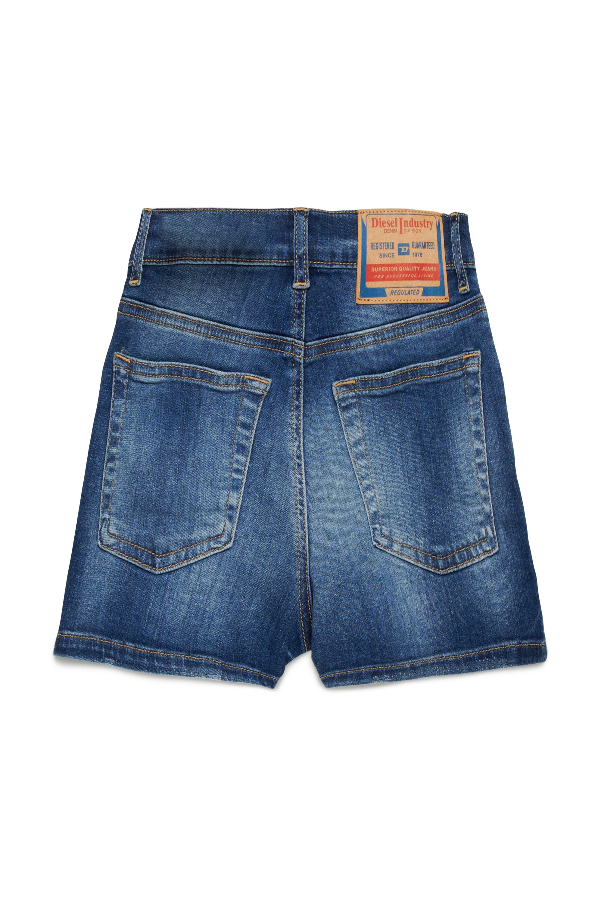 Diesel - PBOYSHORT-S, Short en denim effet déchiré-réparé Femme in Bleu - 2