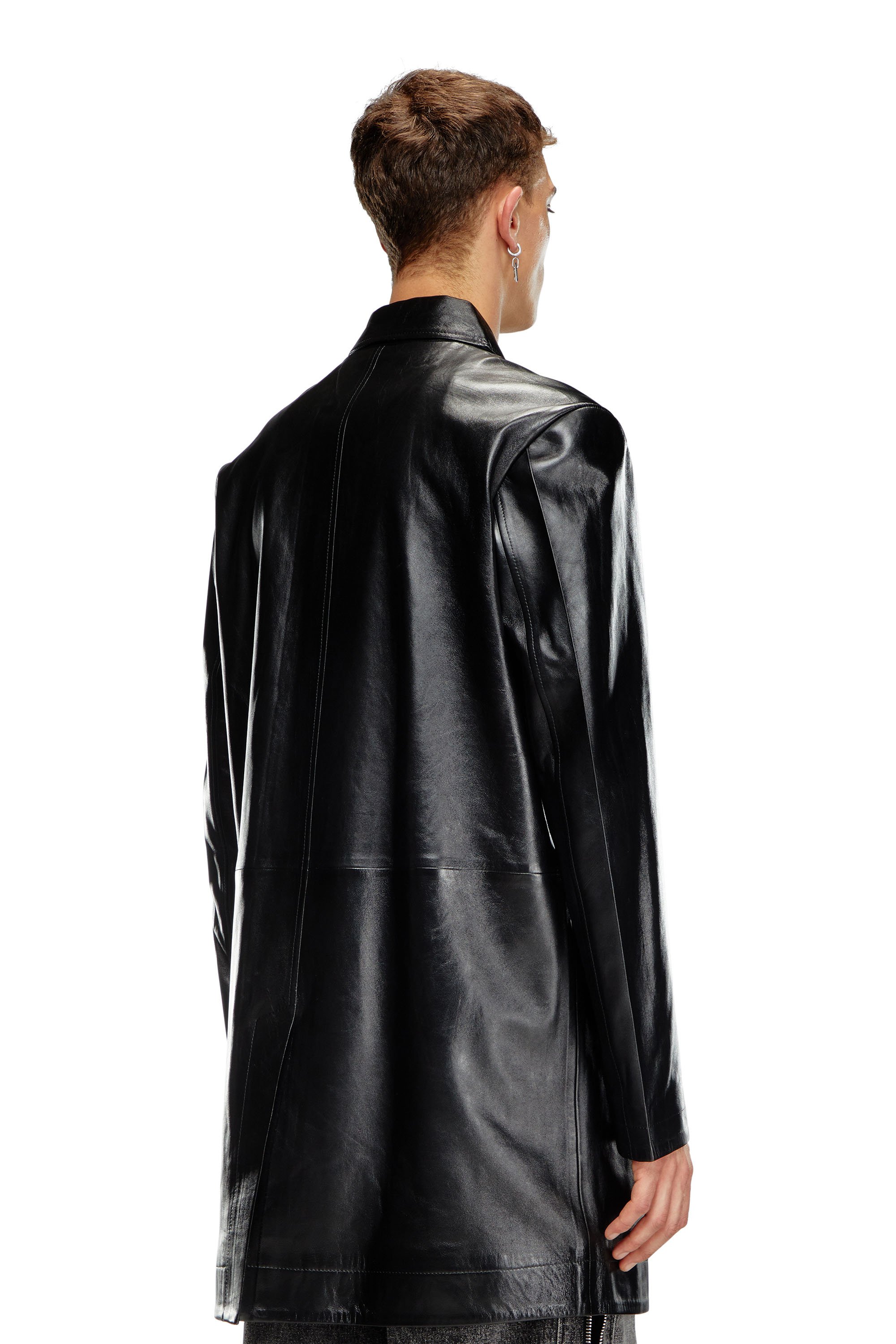 Diesel - L-CORDIER, Uomo Cappotto in pelle coated in Nero - Image 4