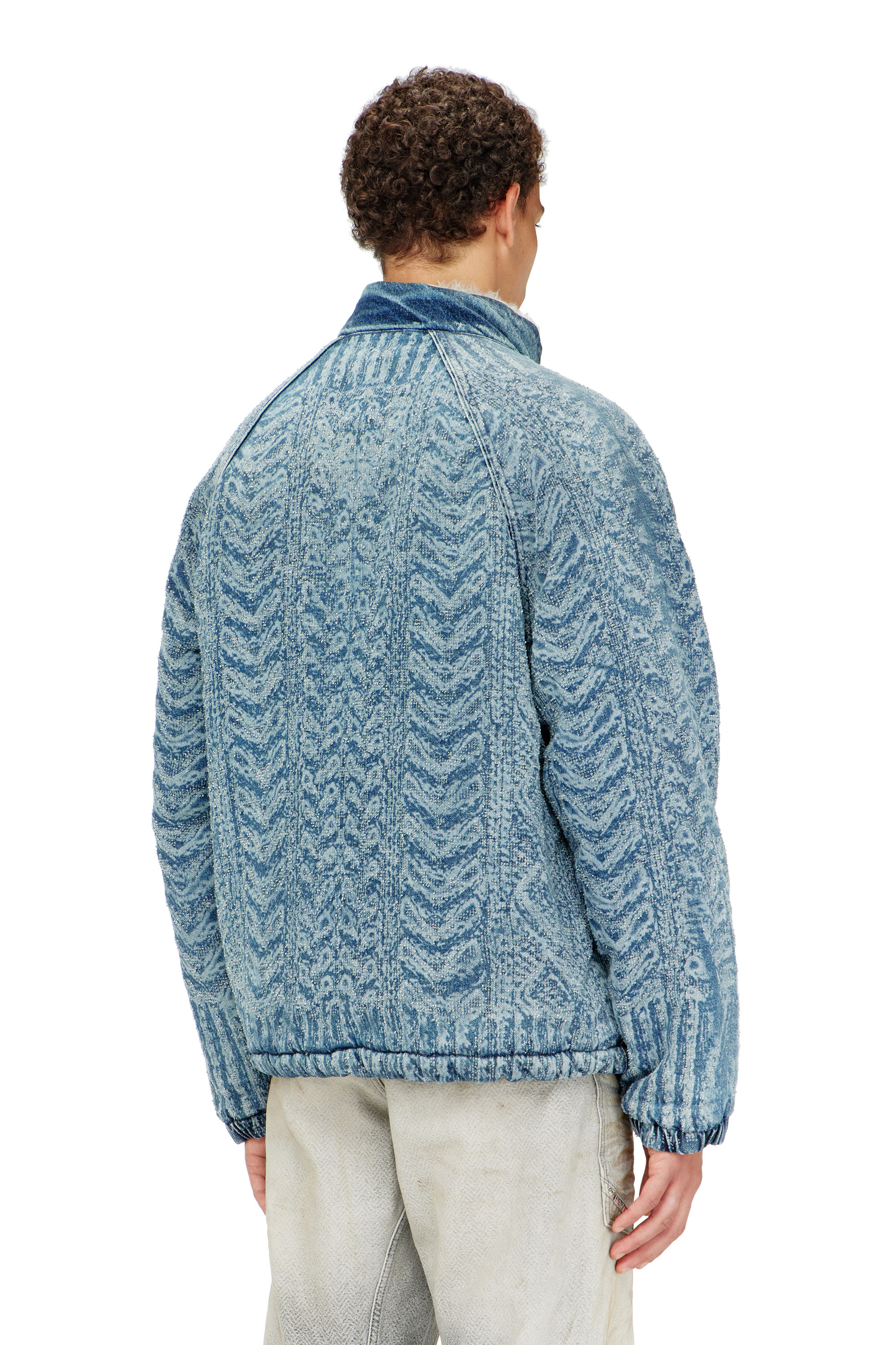Diesel - D-KRAPS-S, Herren Jacke aus Denim mit Zopfmuster-Effekt in Dunkelblau - 4