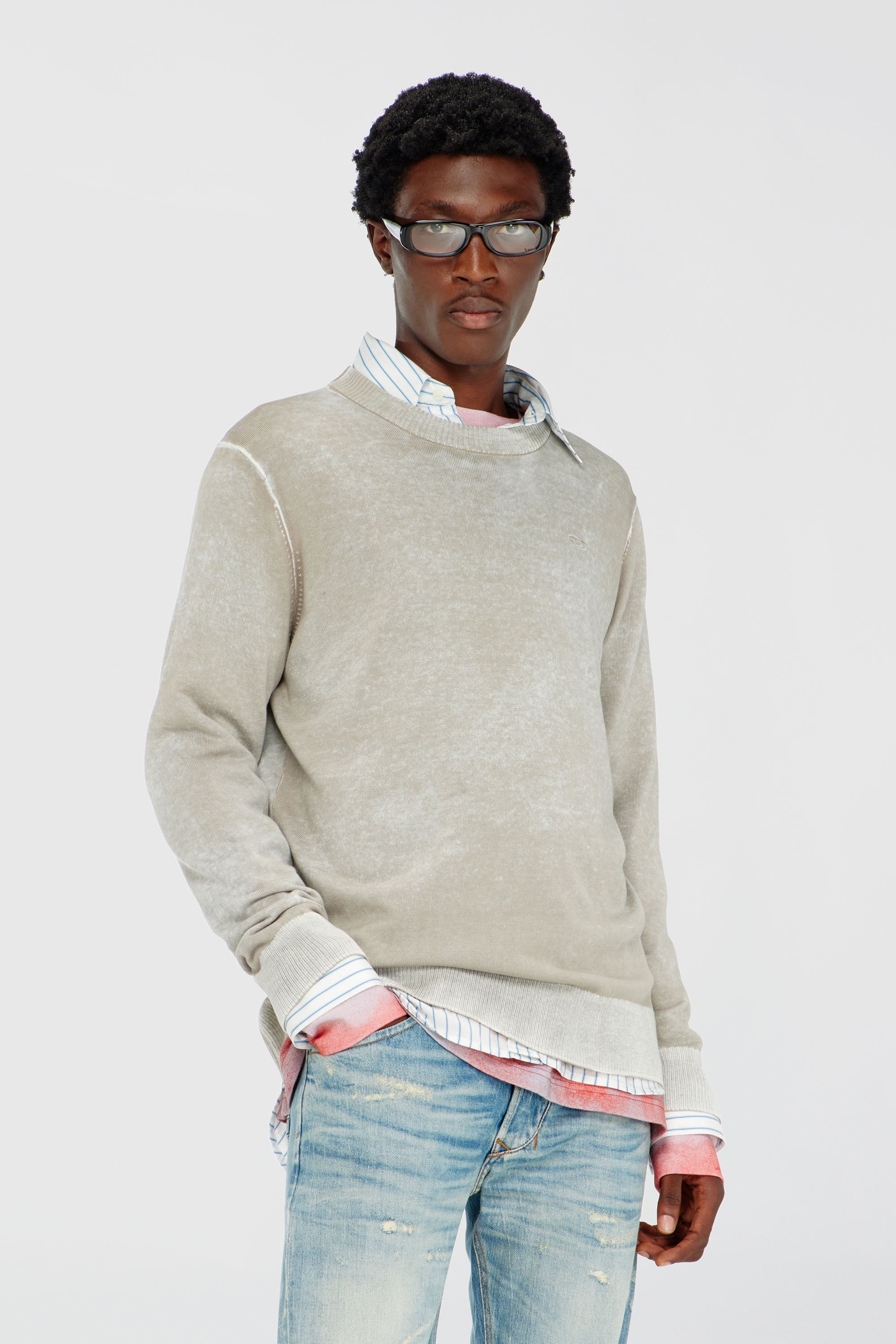 Diesel - K-LAURENT, Maglia con stampa interna sfumata Uomo in Grigio - 1