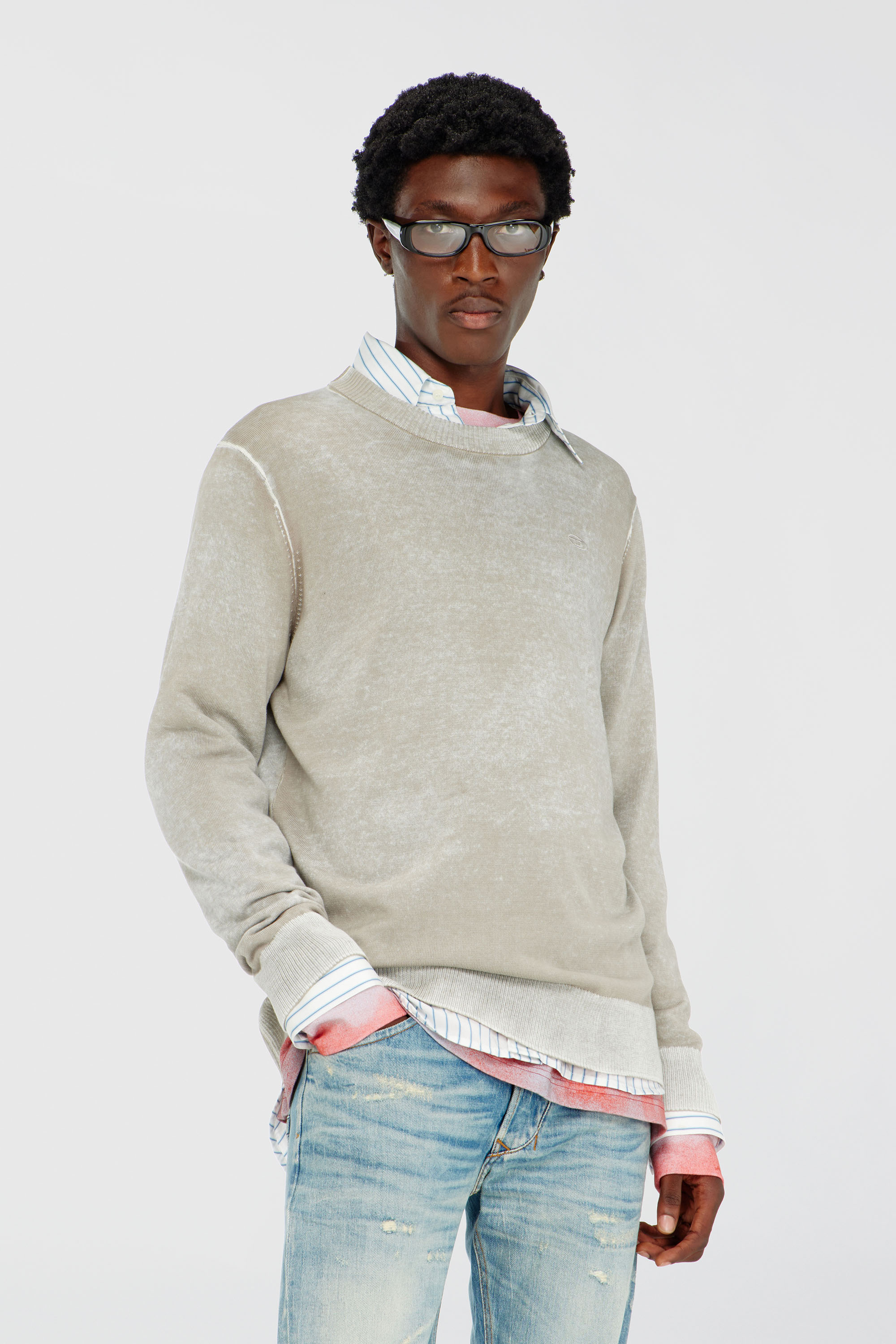 Diesel - K-LAURENT, Maglia con stampa interna sfumata Uomo in Grigio - 3