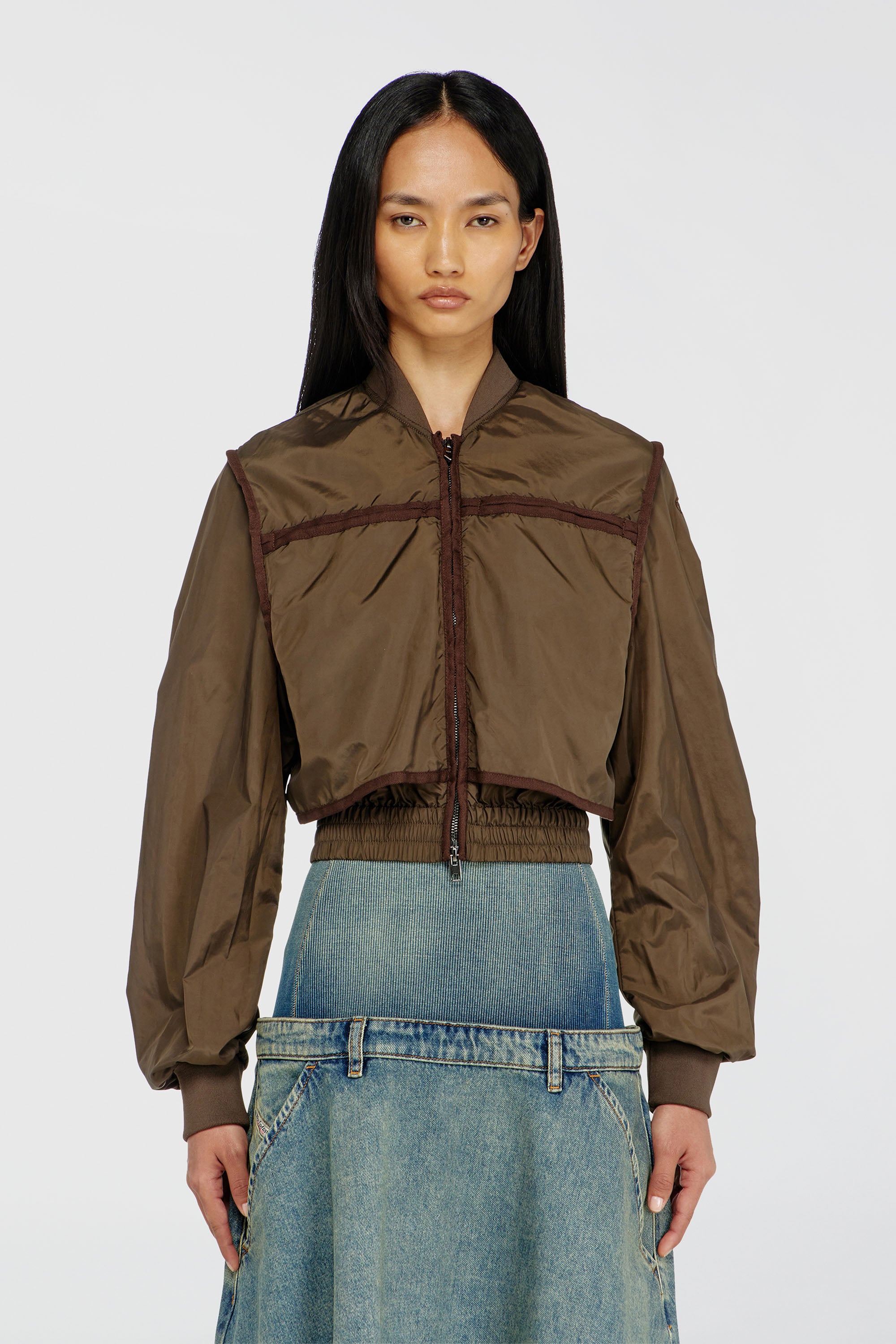 Diesel - G-OTHAM, Giacca in nylon con nastrature tono su tono Donna in Marrone - 5