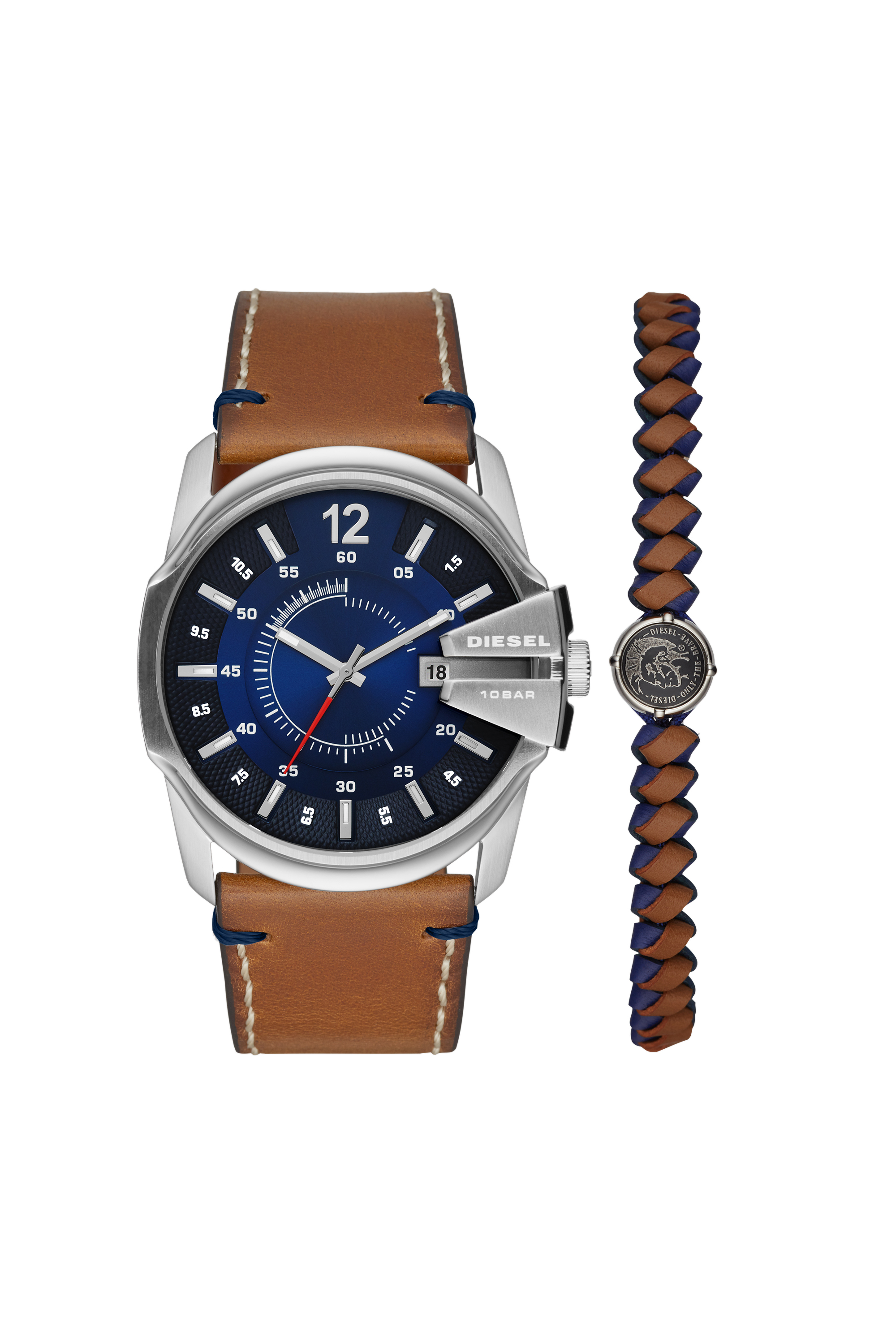 Diesel - DZ1925, Herren Master Chief-Set mit Armbanduhr und Armband in Braun - 1