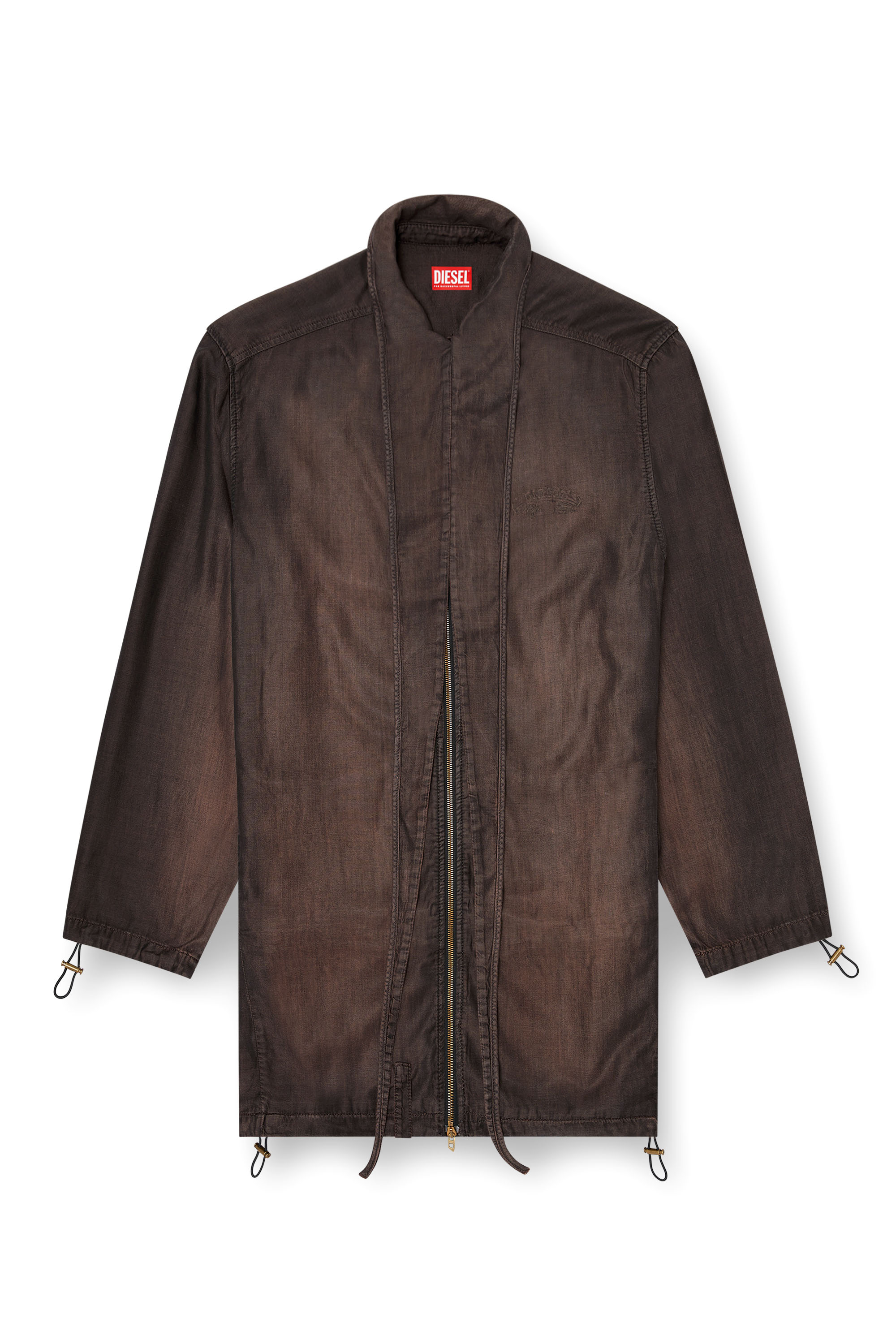 Diesel - DE-TROIT-S, Veste l&eacute;g&egrave;re en denim fluide enduit Femme in Marron - 3