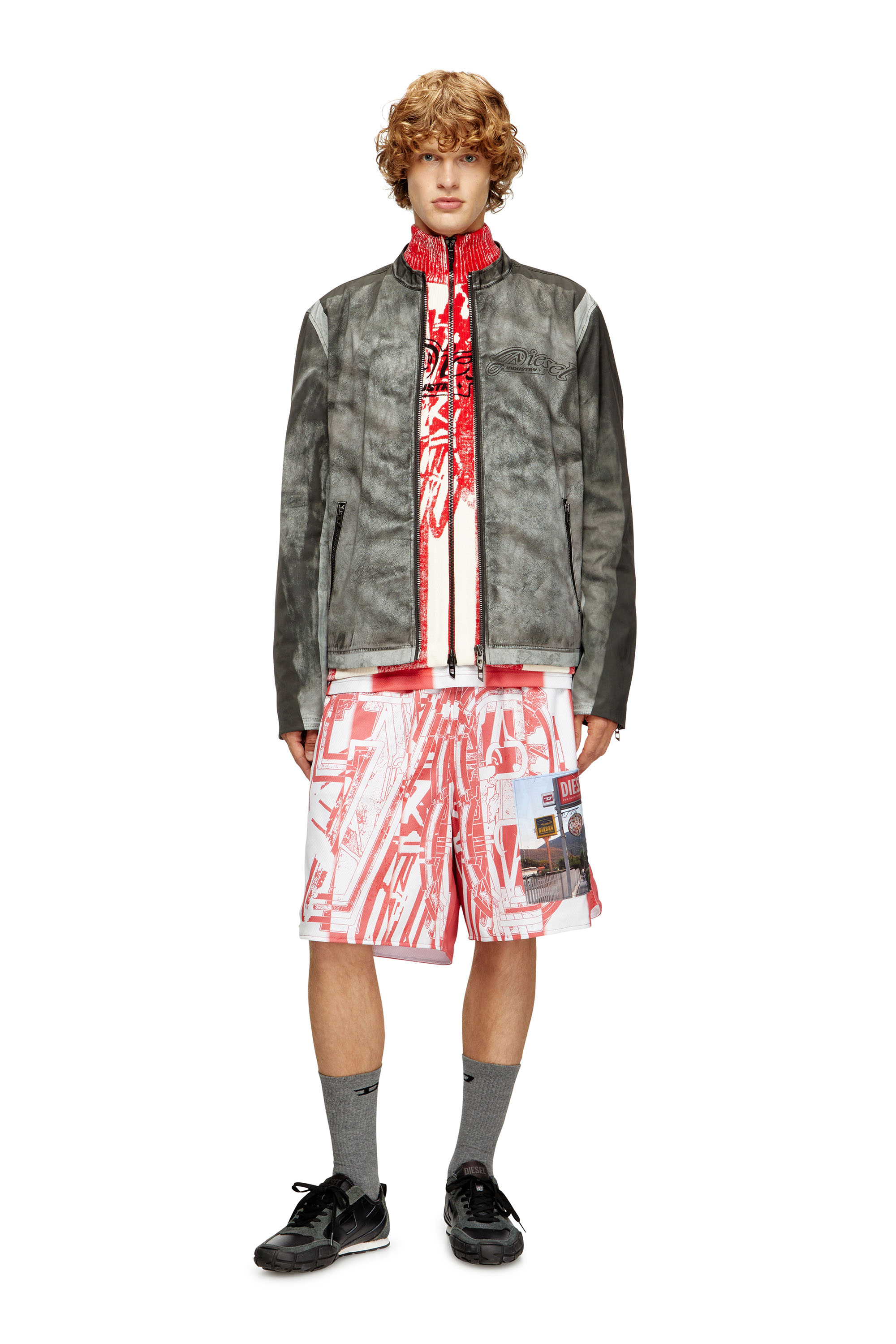 Diesel - P-KURT, Short a righe con patch fotografiche Uomo in ToBeDefined - 2