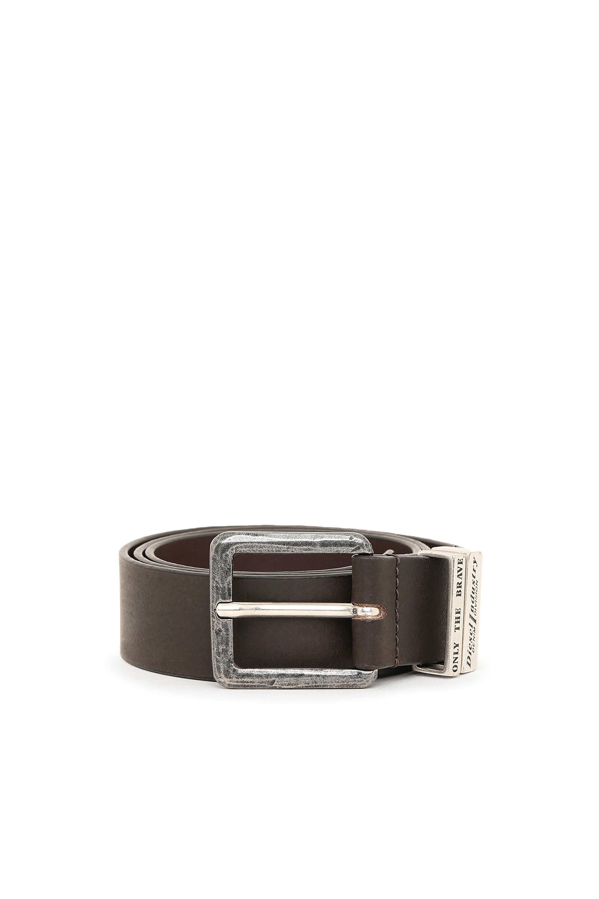 Diesel - B-GUARANTEE-A, Ceinture 3.4 cm en cuir avec finitions brunies Homme in Marron - 1