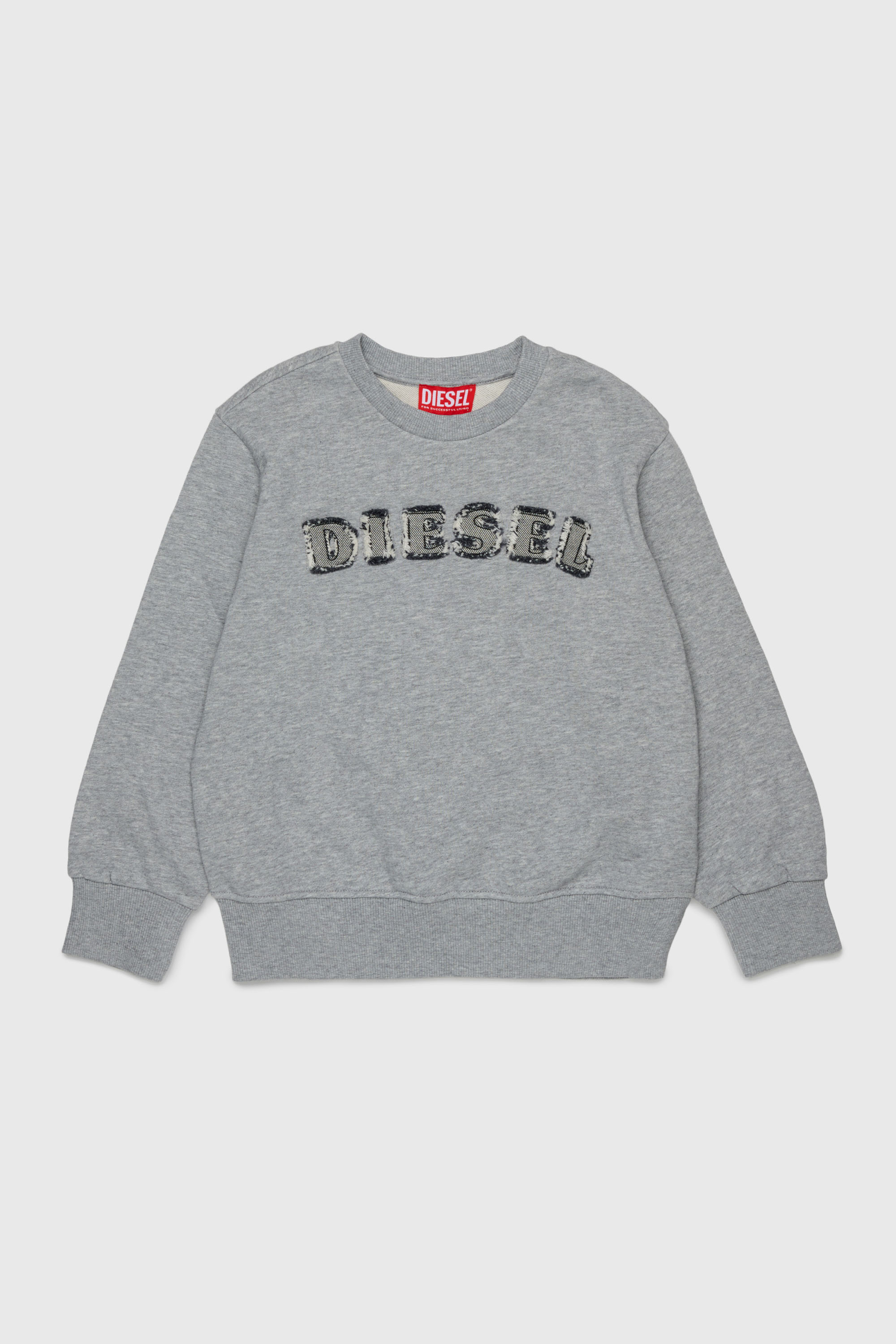 Diesel - SJEANS OVER, Sweatshirt avec lettres de logo effiloch&eacute;es Homme in Gris - 1