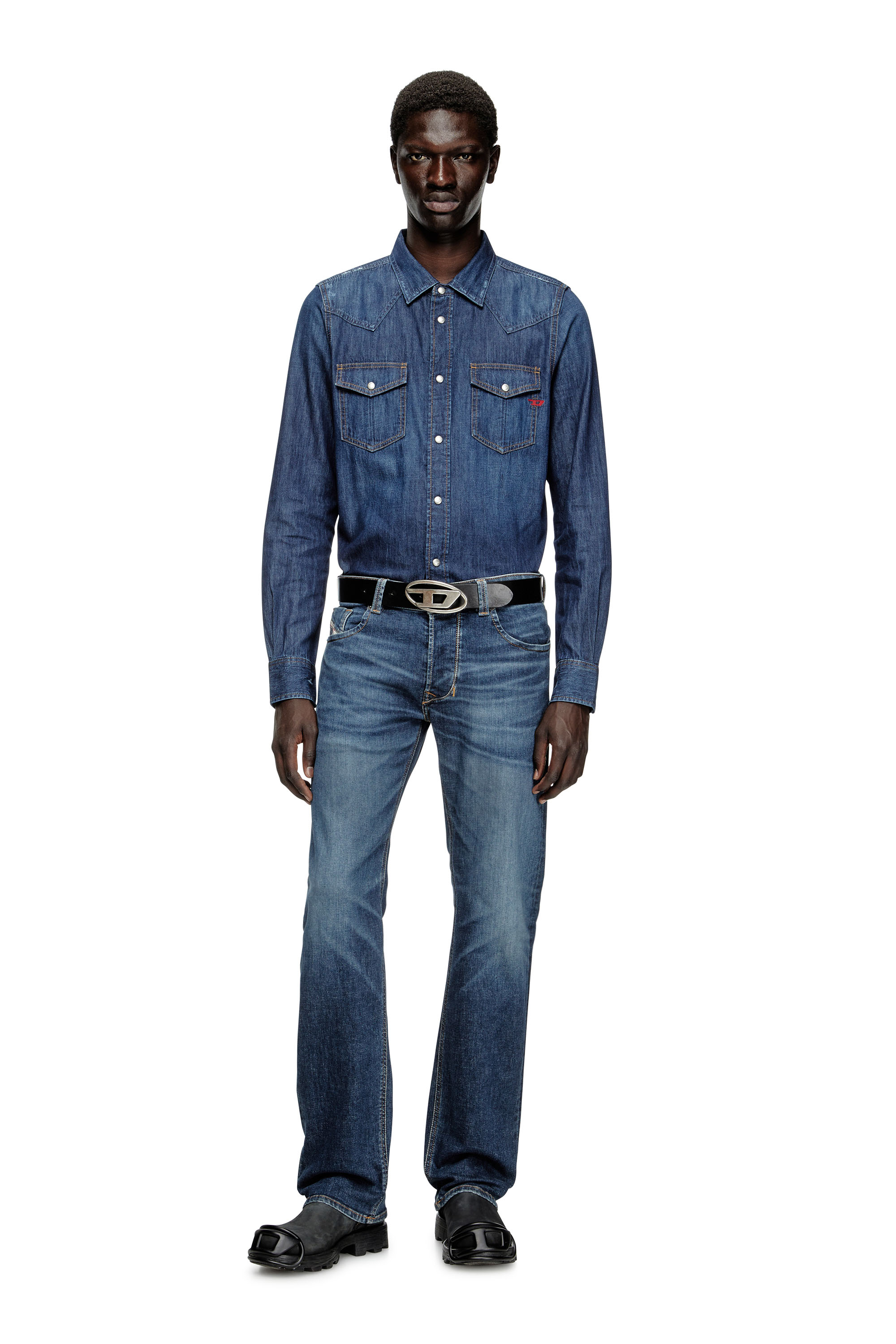Diesel - D-VEGA, Man's Denim overshirt in Dark Blue - 1