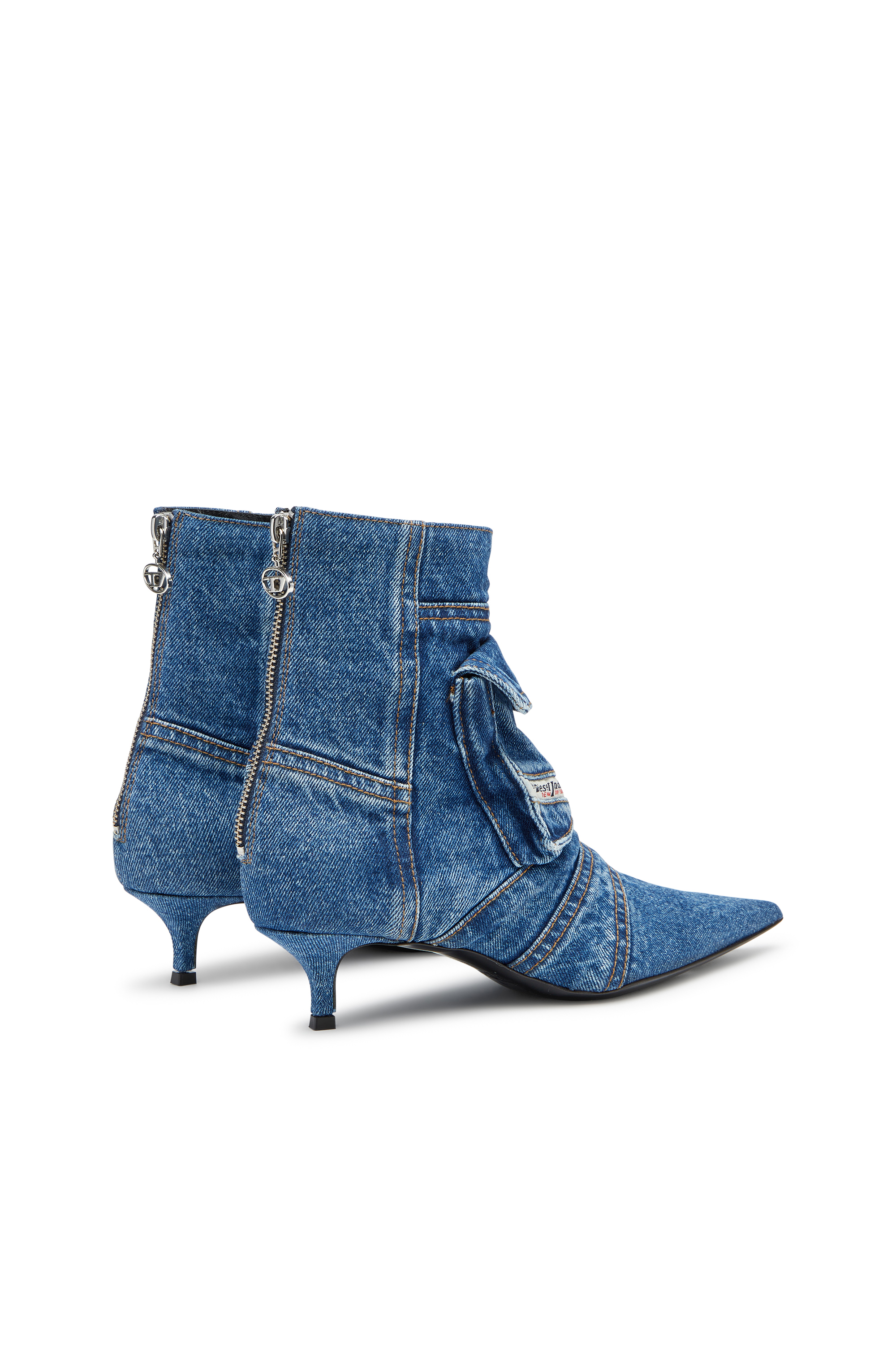 Diesel - D-VENUS POCKET LB, D-Venus-Bottines cargo en denim délavé Femme in Bleu - 3