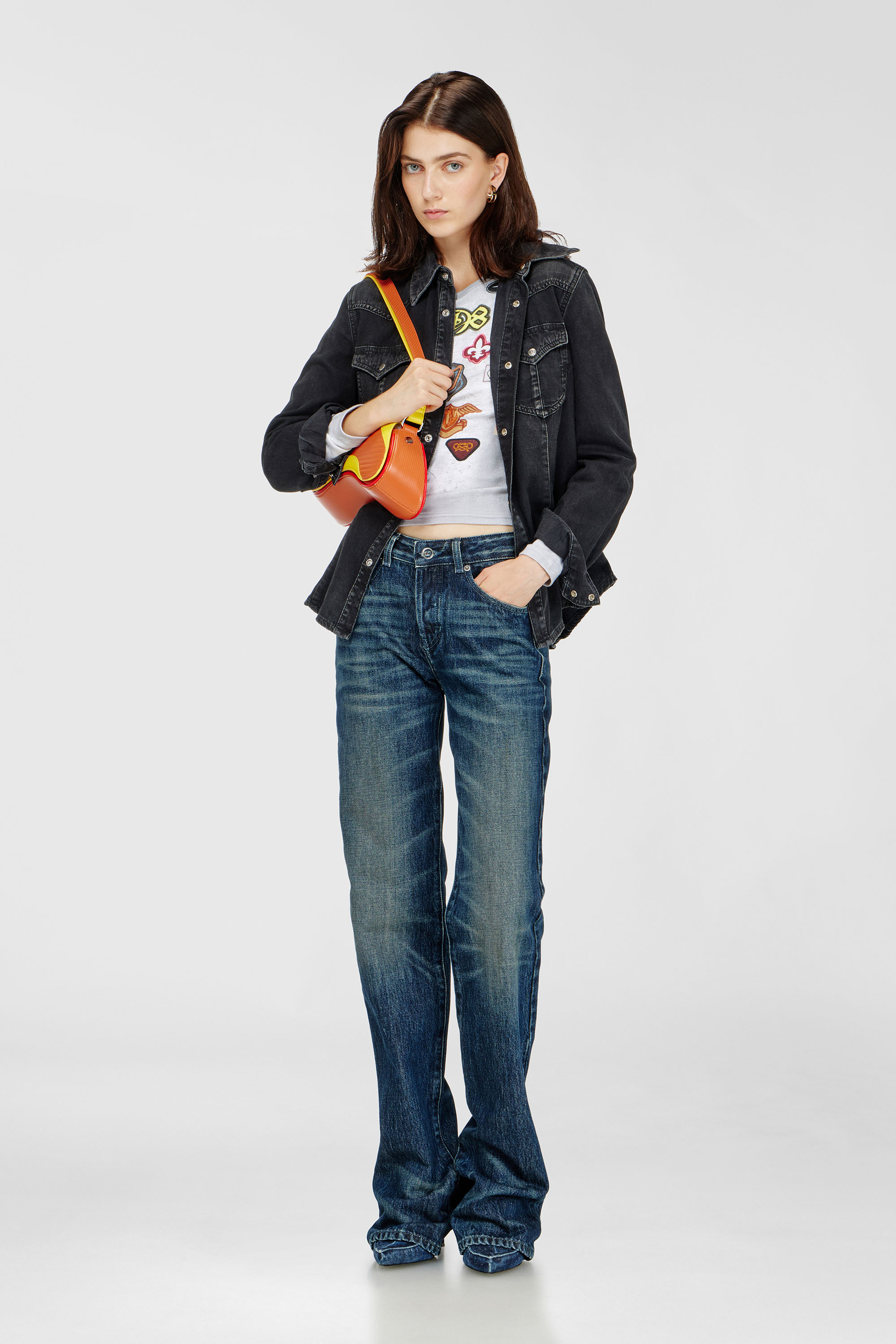 Diesel - DE-WAVES, Chemise western en denim trait&eacute; Femme in Noir - 2