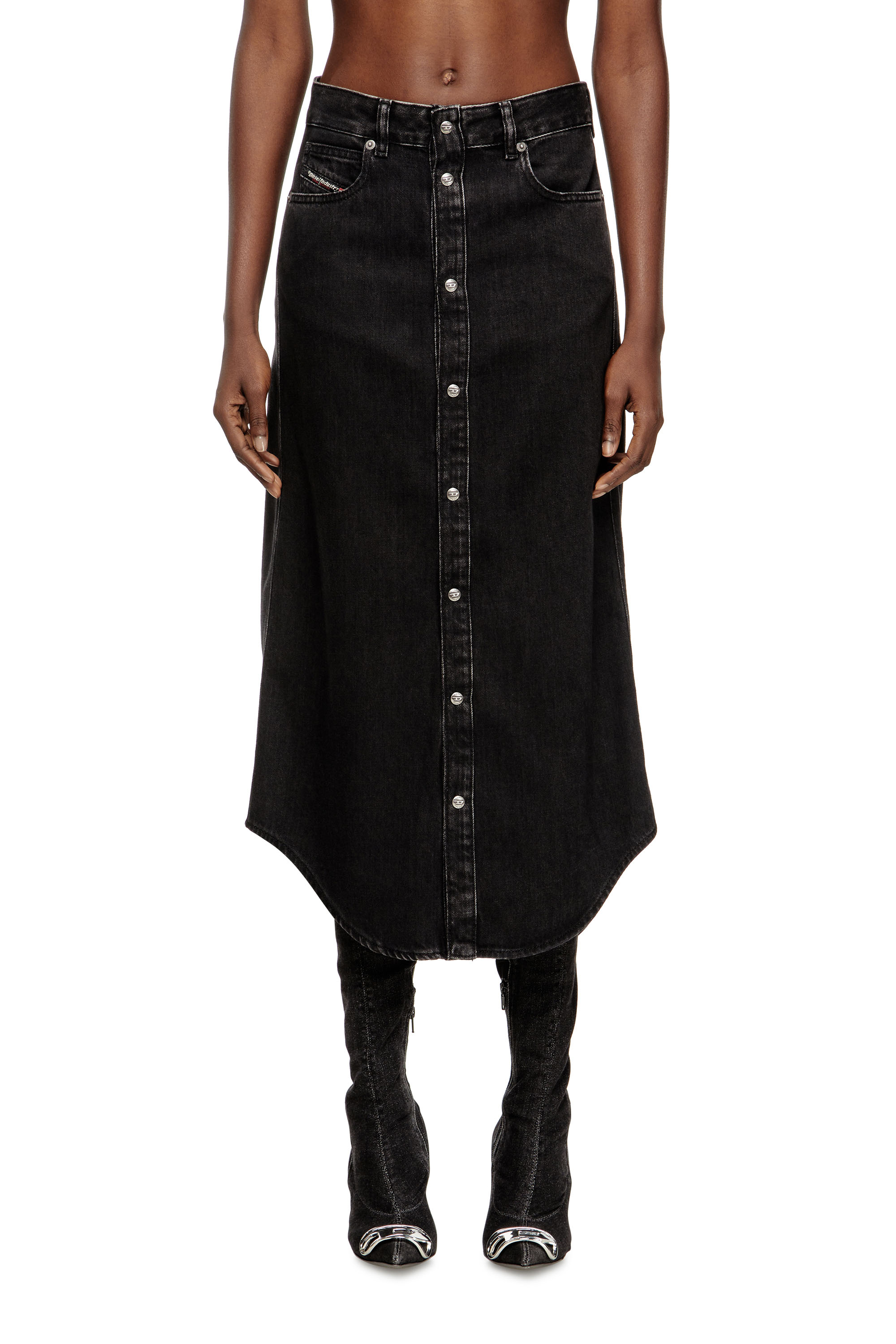 Diesel - DE-ARD-LONG, Jupe midi en denim Femme in Noir - 3