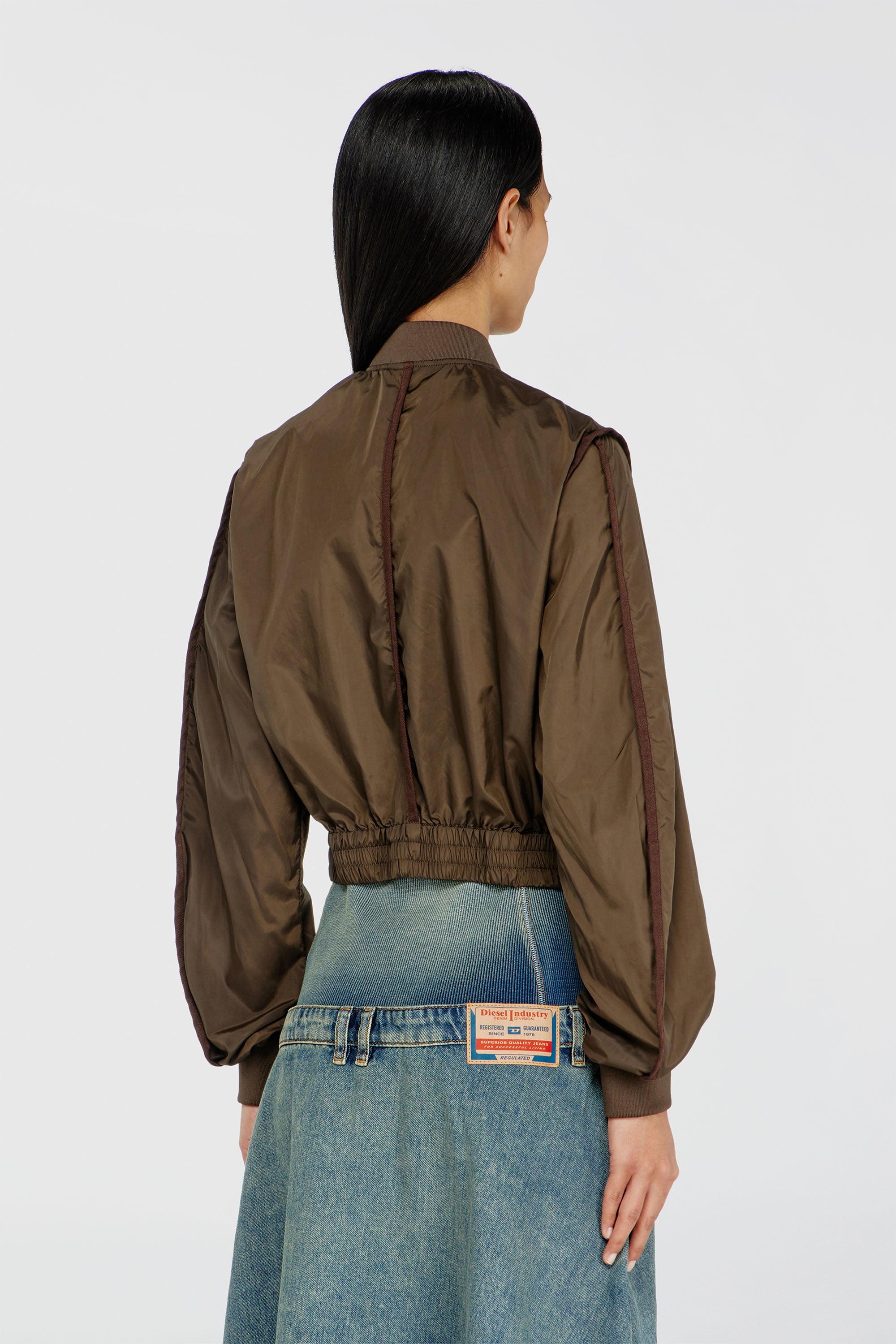 Diesel - G-OTHAM, Giacca in nylon con nastrature tono su tono Donna in Marrone - 4