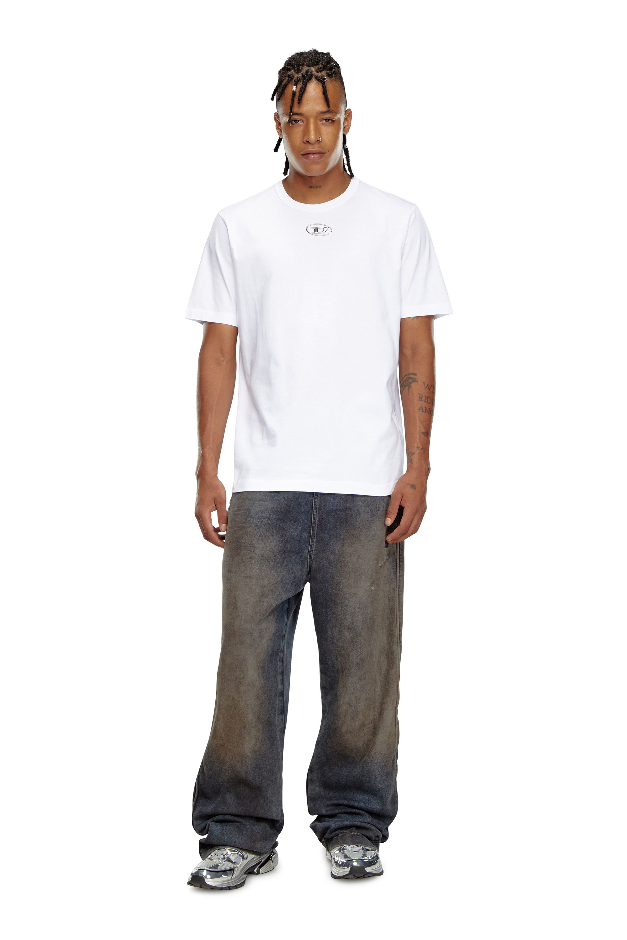 Diesel - T-JUST-OD, T-shirt con logo stampato a iniezione Uomo in Bianco - 2