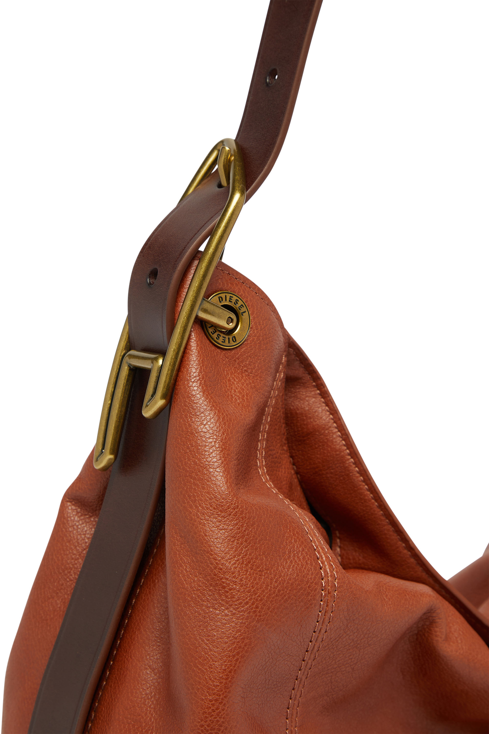 Diesel - D-LINE HOBO S, D-Line-Sac port&eacute; &eacute;paule en cuir Femme in Marron - 6
