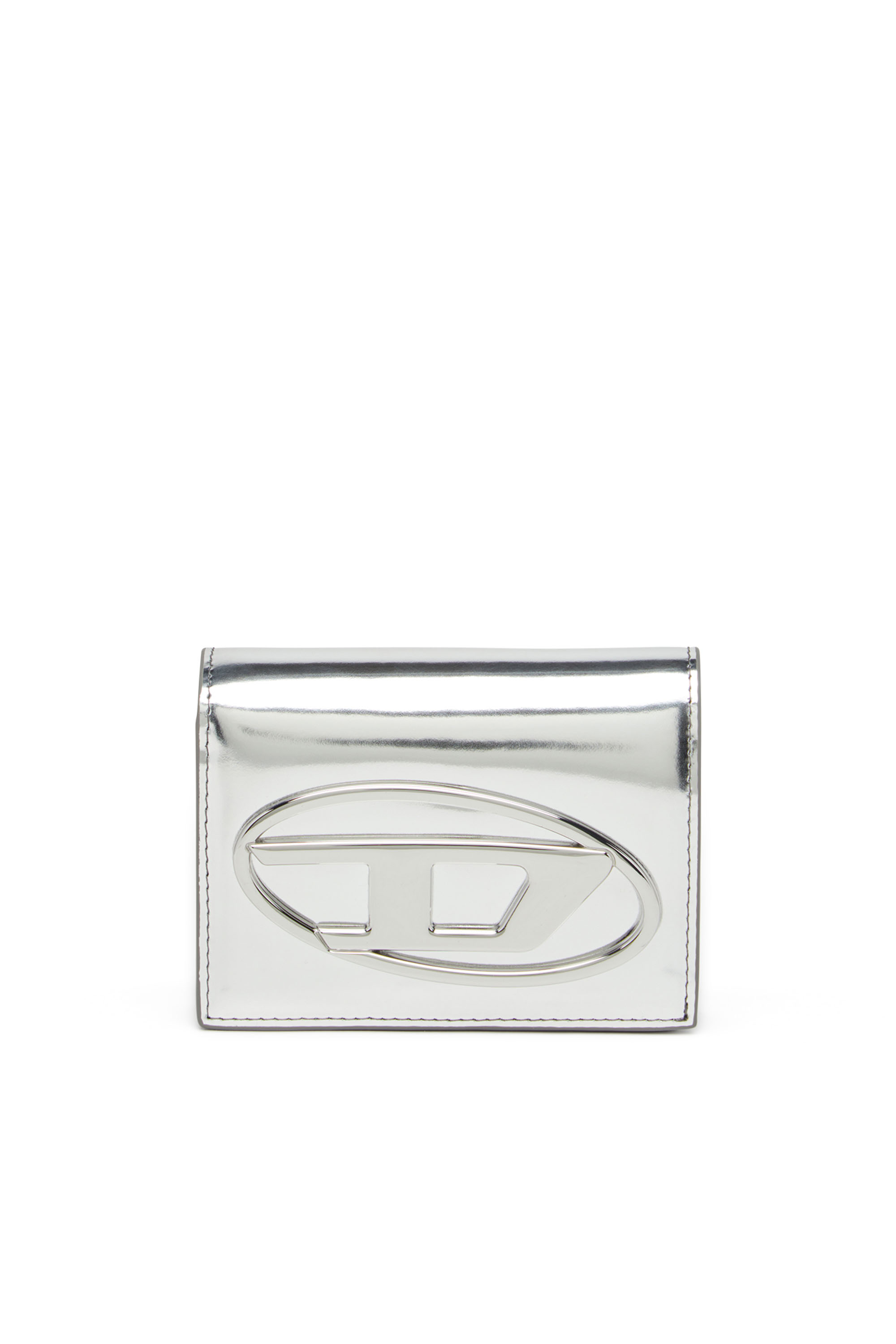 Diesel - 1DR BI FOLD III, Portefeuille à deux volets en cuir effet miroir Femme in Gris argenté - 1