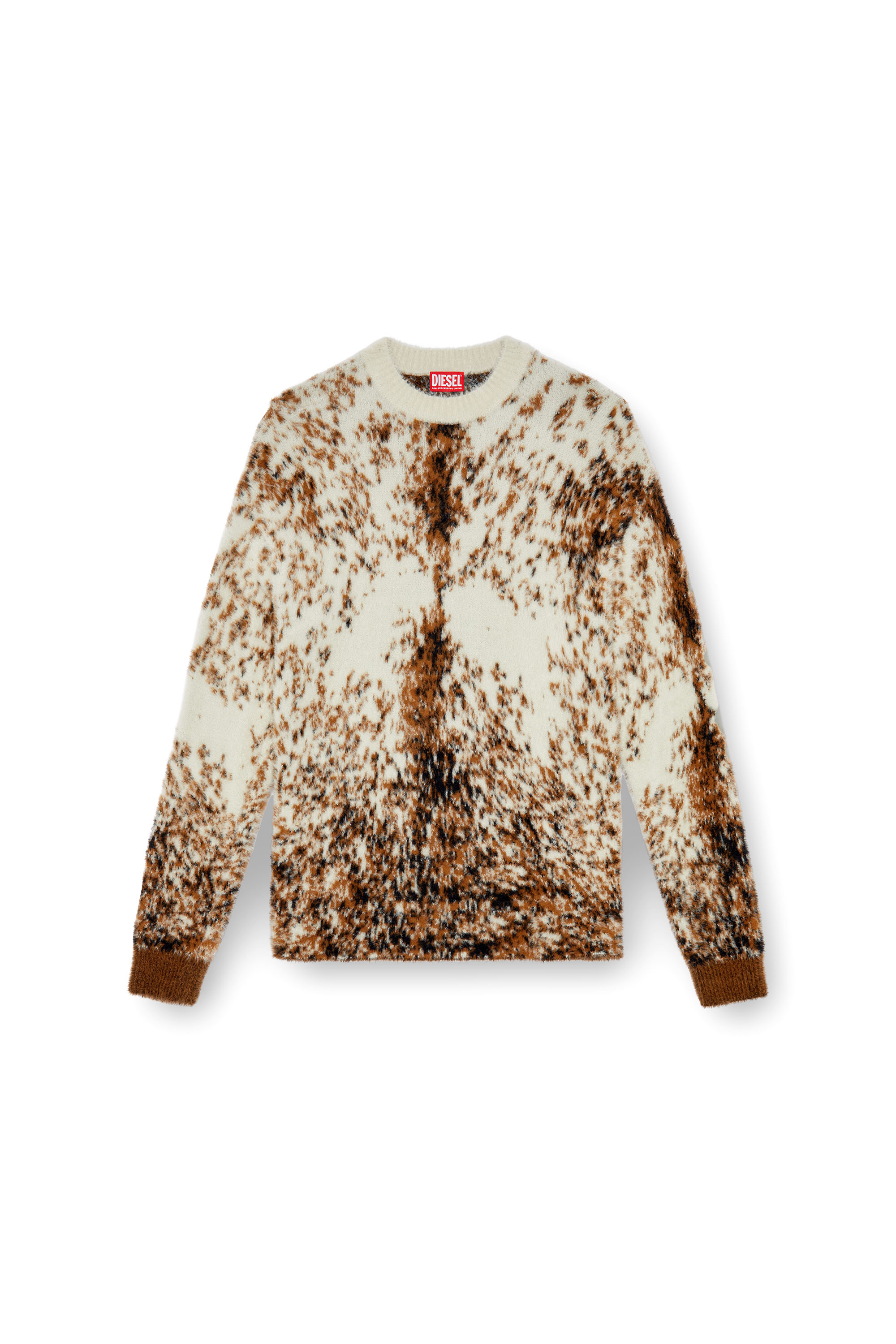 Diesel - K-ITELLO, Man's Fluffy jumper with animalier pattern in Brown - 3