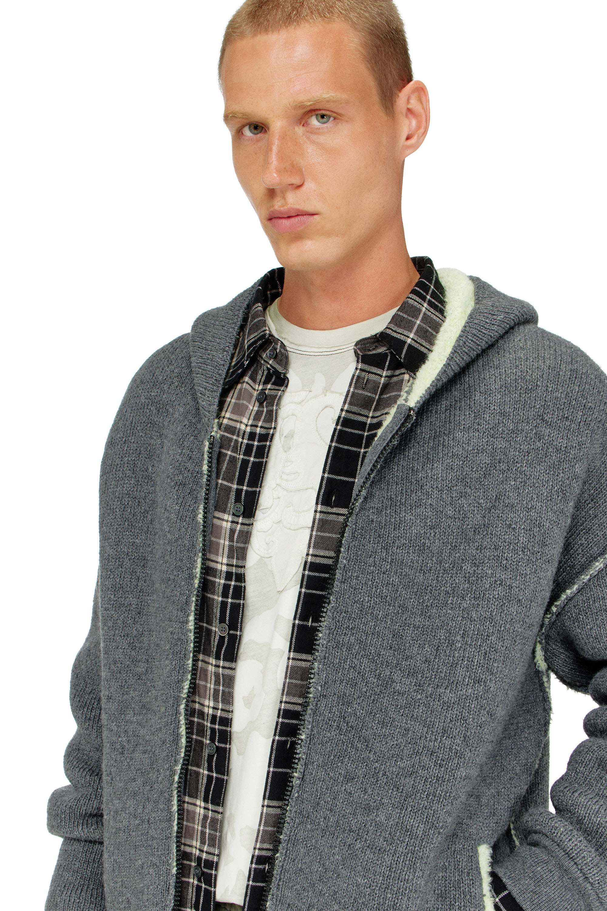 Diesel - K-BOUBBY, Sweat &agrave; capuche zipp&eacute; en maille &agrave; double texture Homme in ToBeDefined - 4