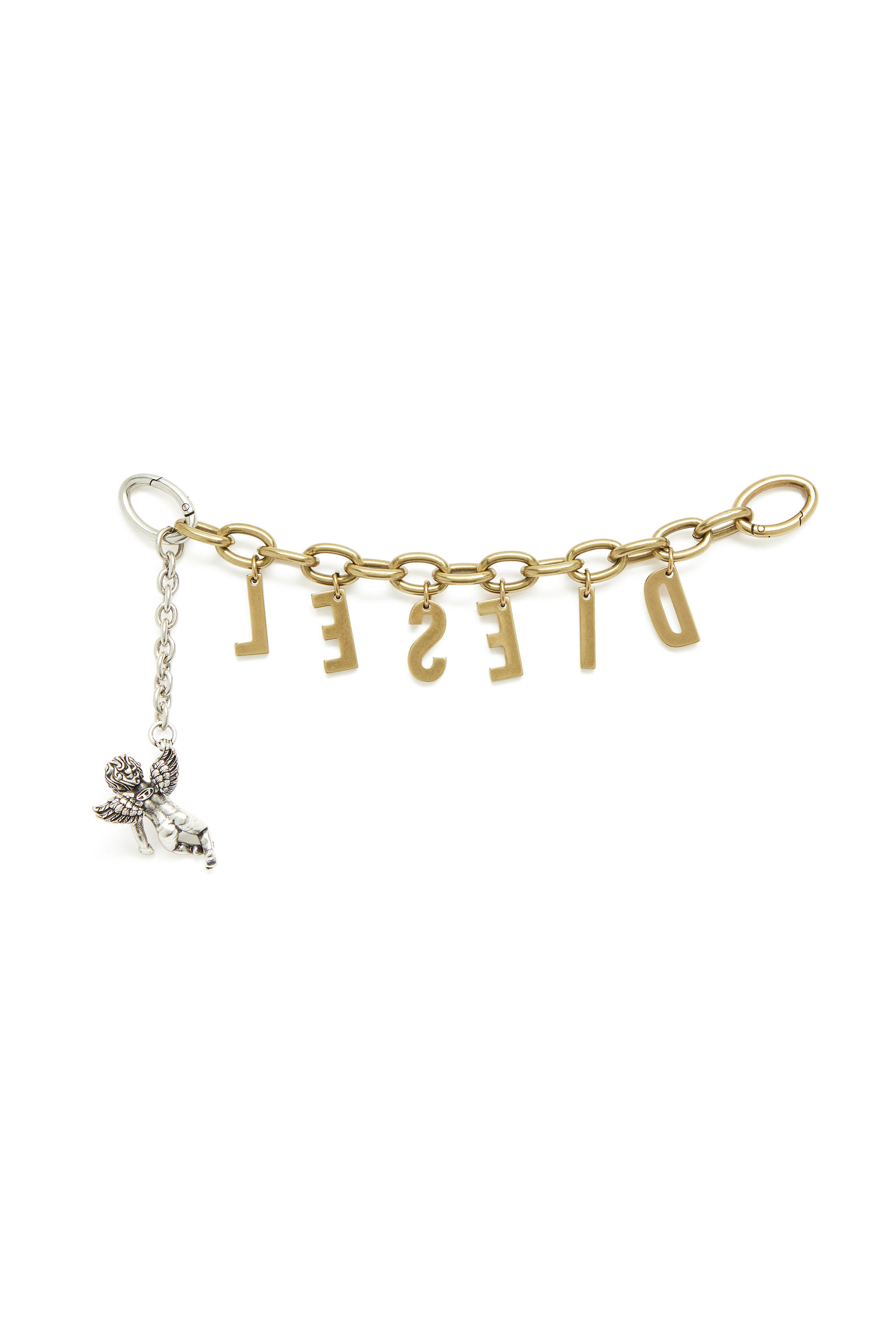 Diesel - CHAIN-D III S, Charm lettera in metallo con cherubino Donna in Oro - 3